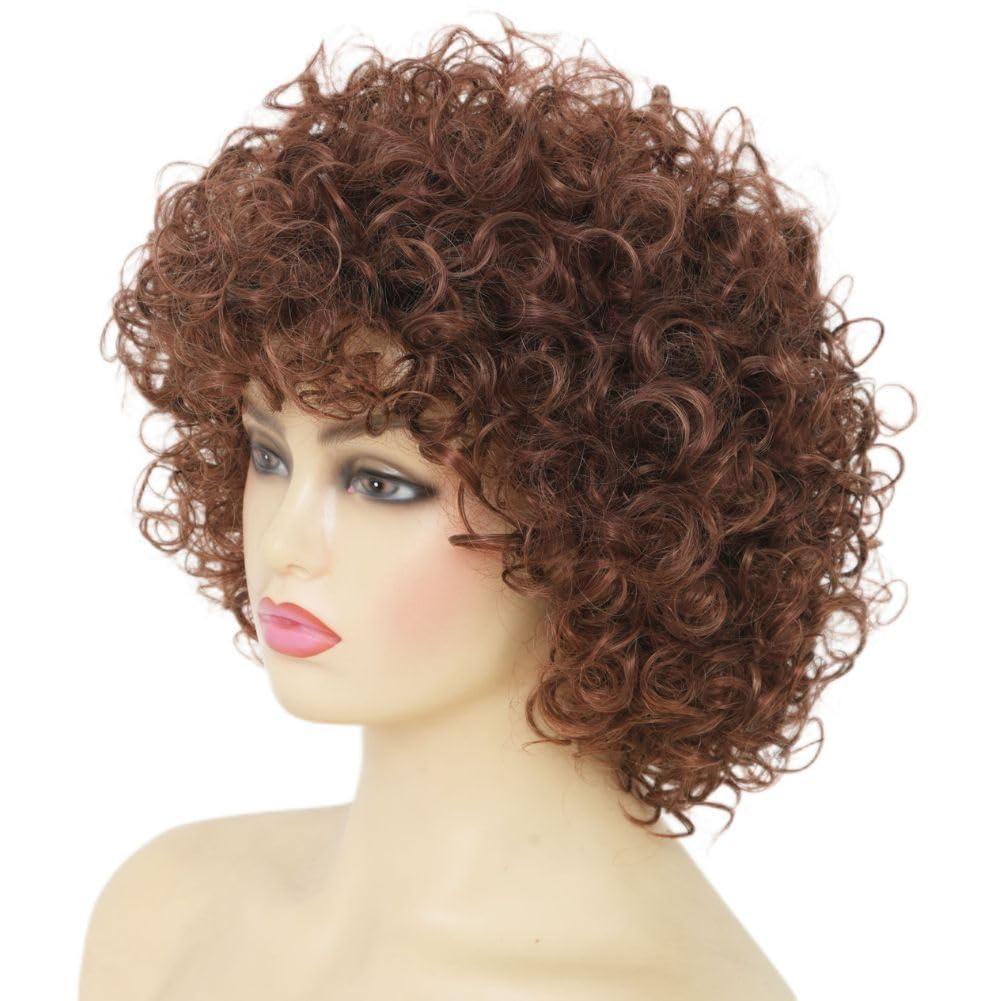 Salaibs Salaibs Short Brown Curly Wig for Women Natural Looking Synthetic Full Wigs for Cosplay Daily Party UseReddish Brown
