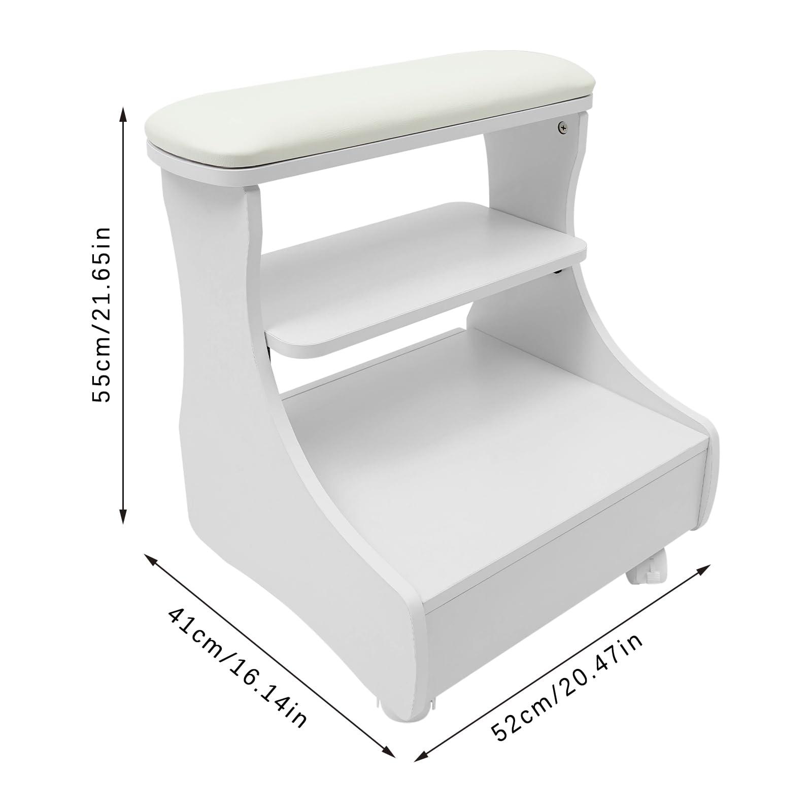 FFanhia FFanhia Portable Pedicure Cart with Wheels and Drawer, Foot Bath Stool with Shelf for Manicure Massage Salon - White