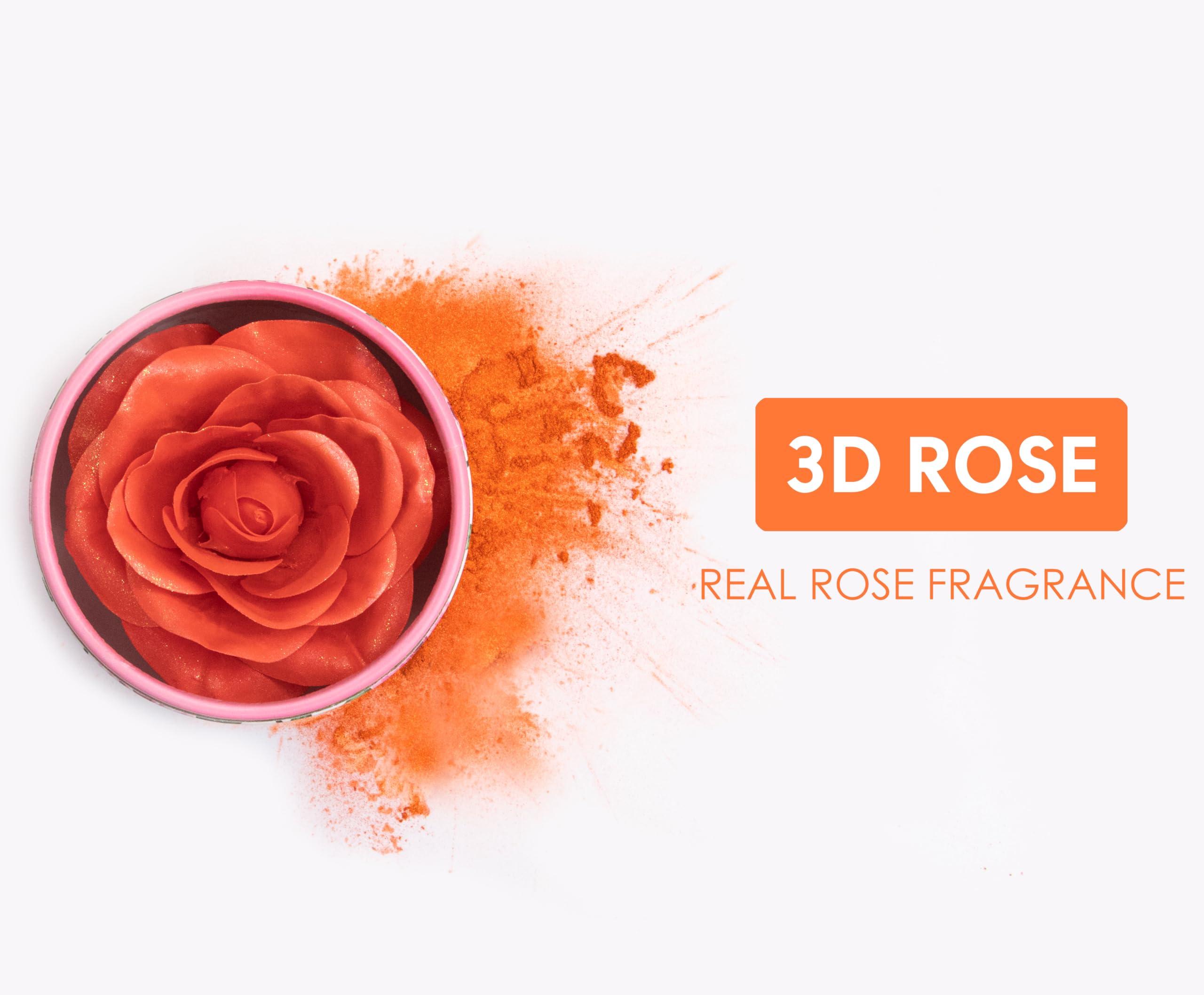Be. More. Happy. 3D petal rose makeup blush gift highlighter Rare beauty blush rubor forma de rosa real rose flower red blush (Orange)