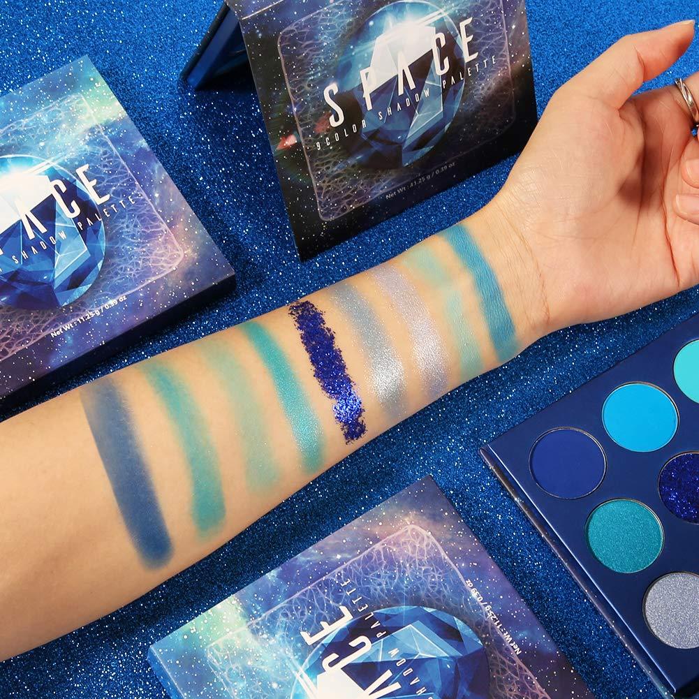 docolor docolor Blue Eyeshadow Palette 9 Colors Gemstone Shadow Palette Highly Pigmented Mattes Shimmers Colourful Makeup Palette and Black Eyeliner Gel Pen Pigmented Waterproof Smudge-proof Eyeliner Pencil