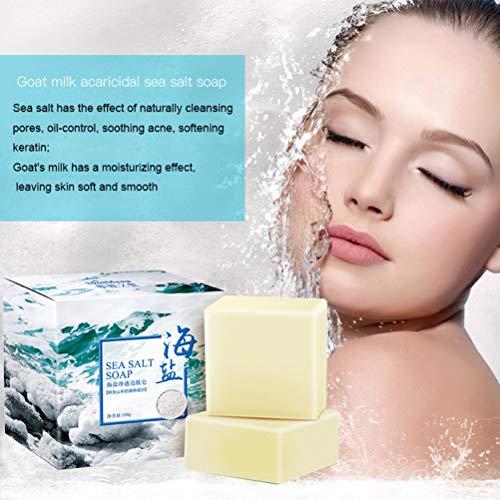 Fabulure Soap with Sea Salt Natural Goat's Milk for Face Dry and Natural Oily Skin, Remove Acne Anti-cellulite Soap (3.52 Oz)