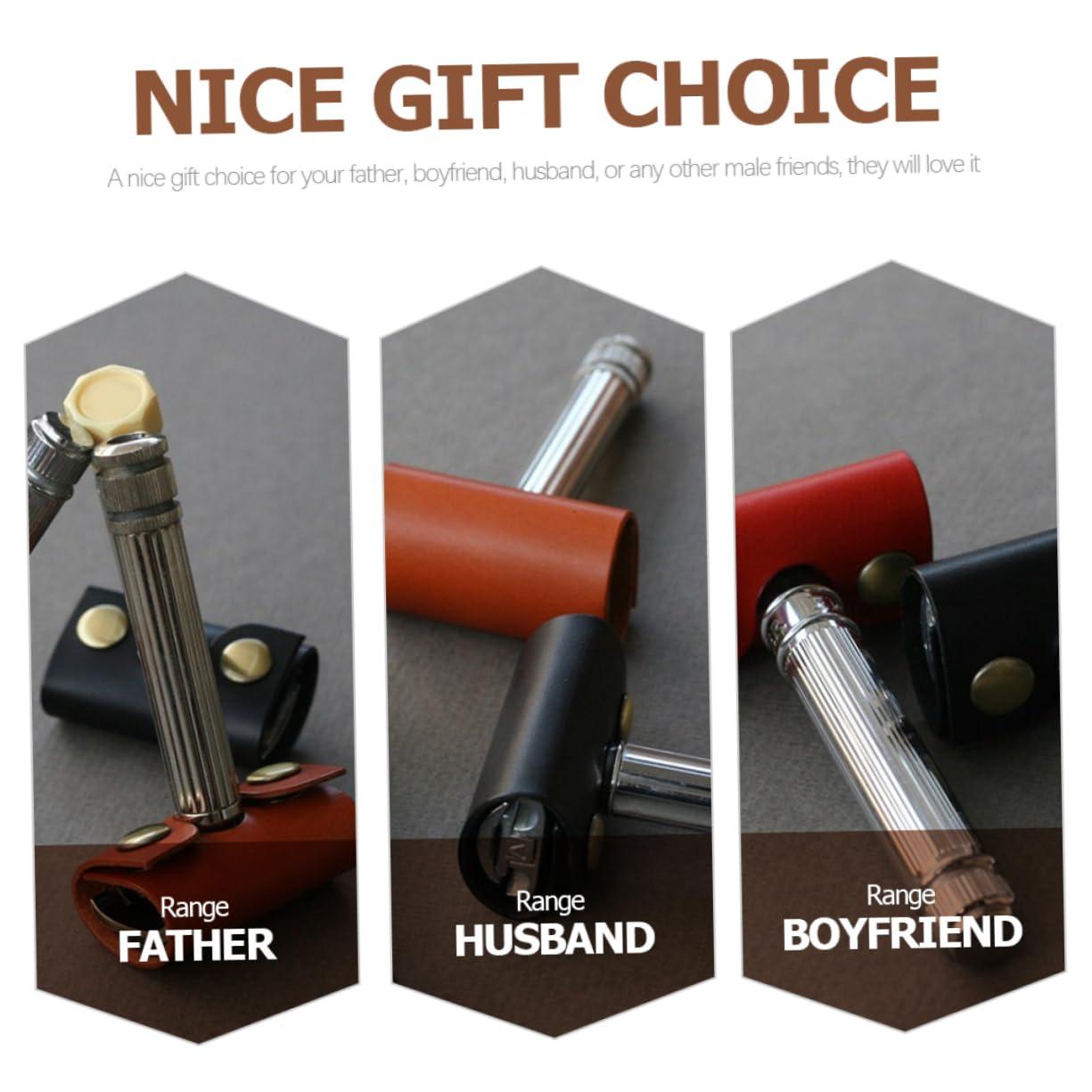 Mikinona Mikinona Safety Razor Covers 3pcs Razor Sleeve for Men Protective Cover Compact Travel Case Red Black Brown