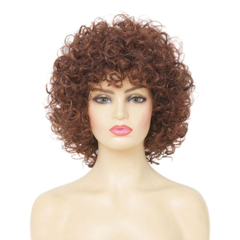 Salaibs Salaibs Short Brown Curly Wig for Women Natural Looking Synthetic Full Wigs for Cosplay Daily Party UseReddish Brown