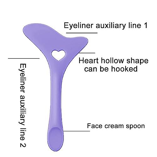 Booge 4 Pcs All In One Eyeliner Stencils Wing Tips + Eyelash Stencils Pad + Eyeshadow Baffle Multi-Purpose Eye Makeup Tool for Winged Eyeliner - Purple