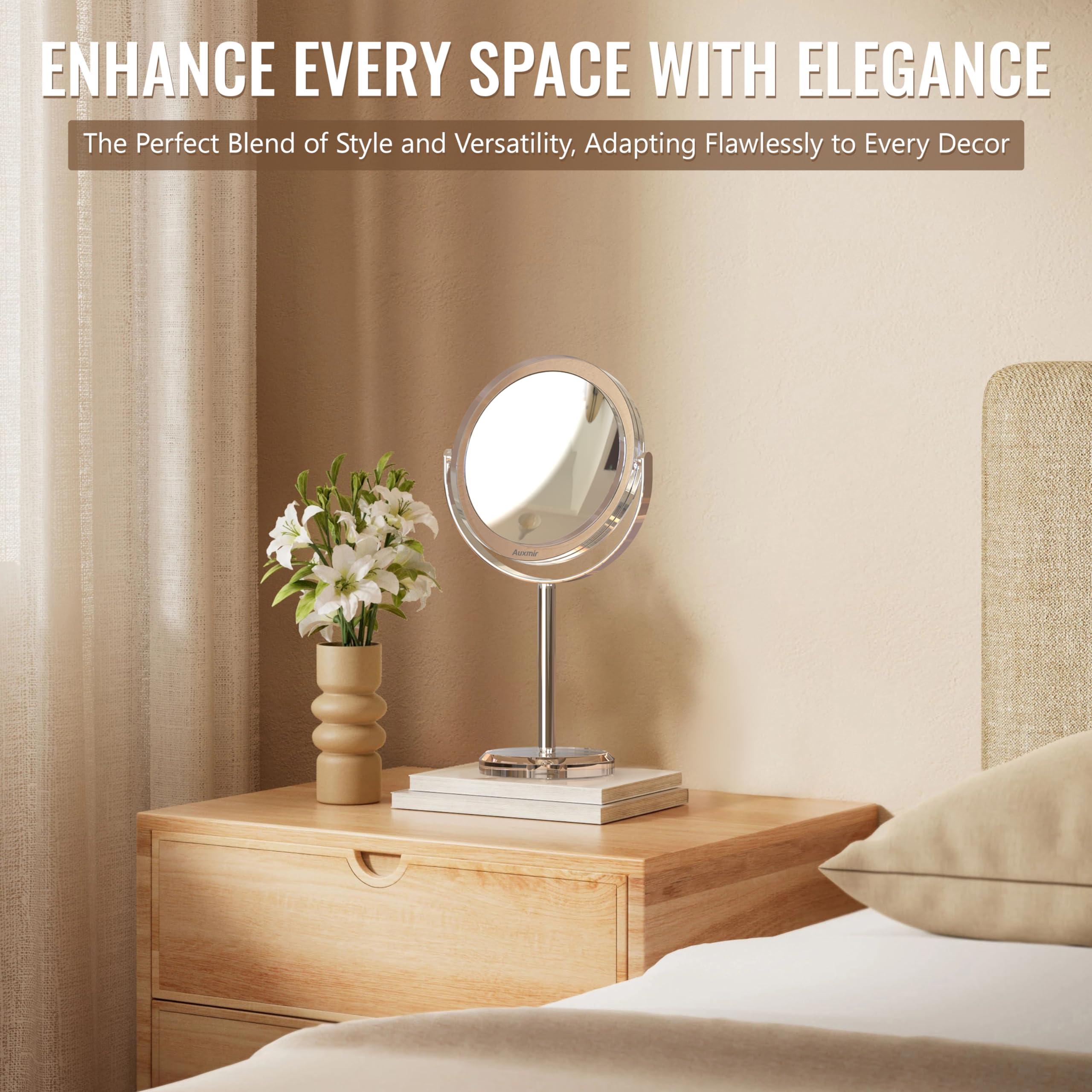 Auxmir Auxmir 1X/ 30X Magnifying Mirror, Makeup Mirror with Tweezer, Double Sided Round Vanity Tabletop Mirror, 360 Rotation Portable for Dressing Table Desk Bathroom Bedroom Travel, Clear