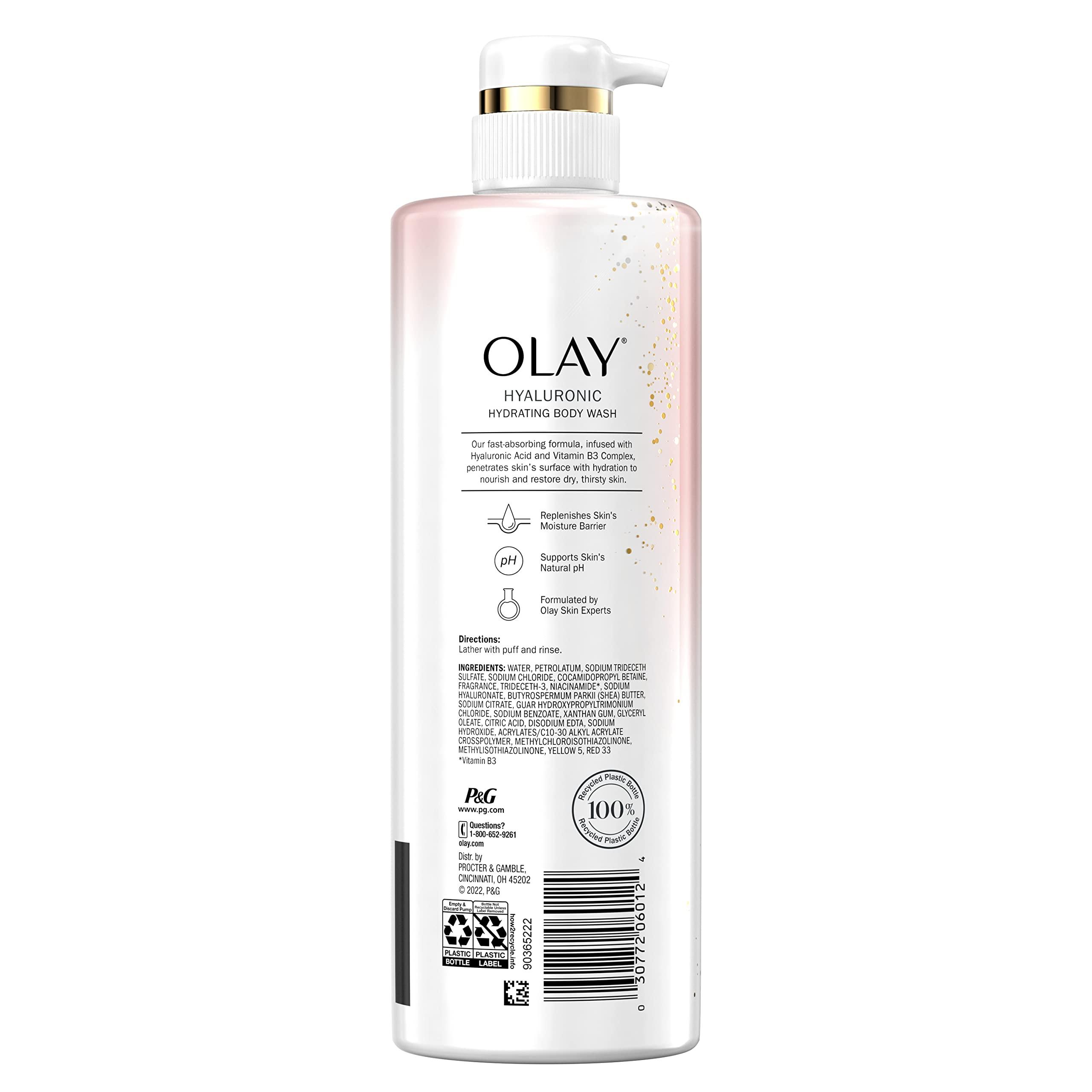 Olay Olay Cleansing & Moisturizing Womens Body Wash 4ct with Vitamin B3 and Hyaluronic Acid 26 fl oz (Pack of 4)