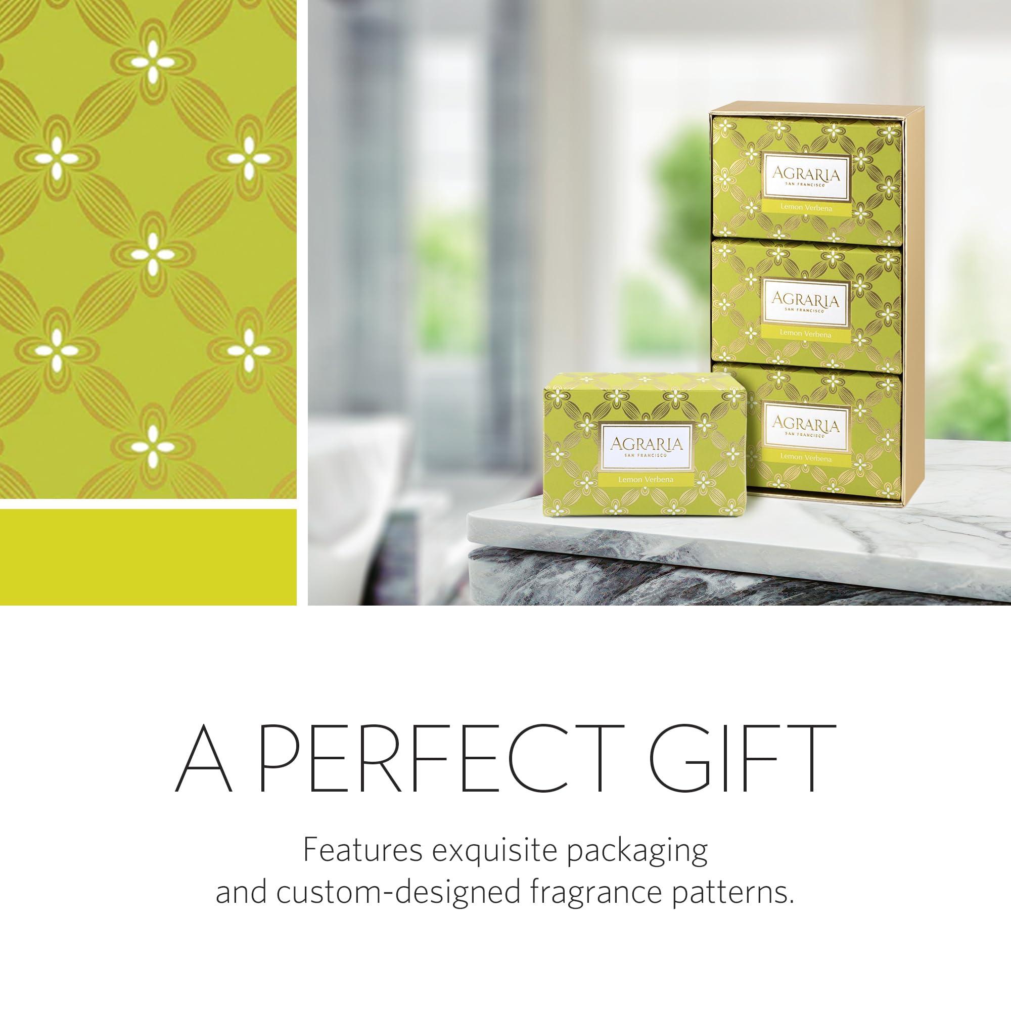 AGRARIA AGRARIA Luxury Bath Collection Lemon Verbena Bar Soap, Moisturizing Body Bar Soap, Shea Butter & Kukui Oil Bar Soap for Men and Women Gift Bundle