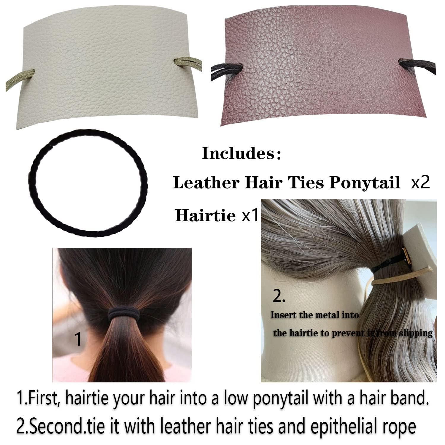 Anlecpe Handmade Leather Hair Accessories: Thick Hair Wraps, Braid Holders, Ponytail Glove Cuffs for Long Hair - Unique, No Damage