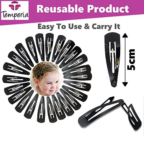 Temperia TEMPERIA Tic Tac Hair Clips for Girls (Pack of 36pcs) (5cm) (Matte Black) - Tik Tak Pins for Women