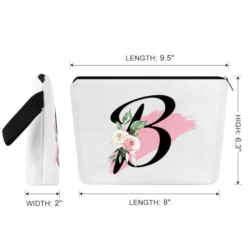 Prettyui Prettyui Initial Monogram Personalized Makeup Bag, Bride Bridesmaid Cosmetic Bag, Portable Cosmetic Bag Toiletry Bag Travel Bag Birthday Gifts for Women Girl, Personalized Cosmetic Bag for Women (B)