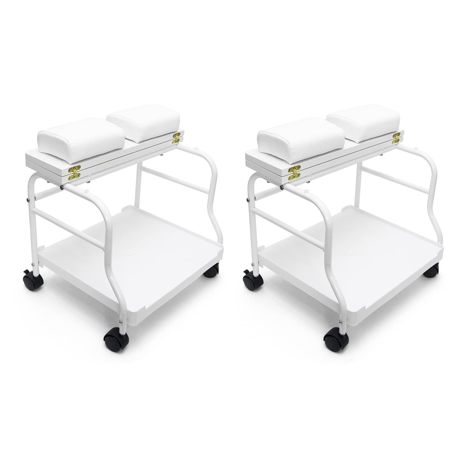 Elitzia Beauty Salon Nail Or Foot Bath Spa Portable Esthetician Trolley Cart for Foot Rest Pedicure Manicure Funiture Massage Table Salon Supplies 2 Way Use 2 Color Option Elitzia (White 2pcs)
