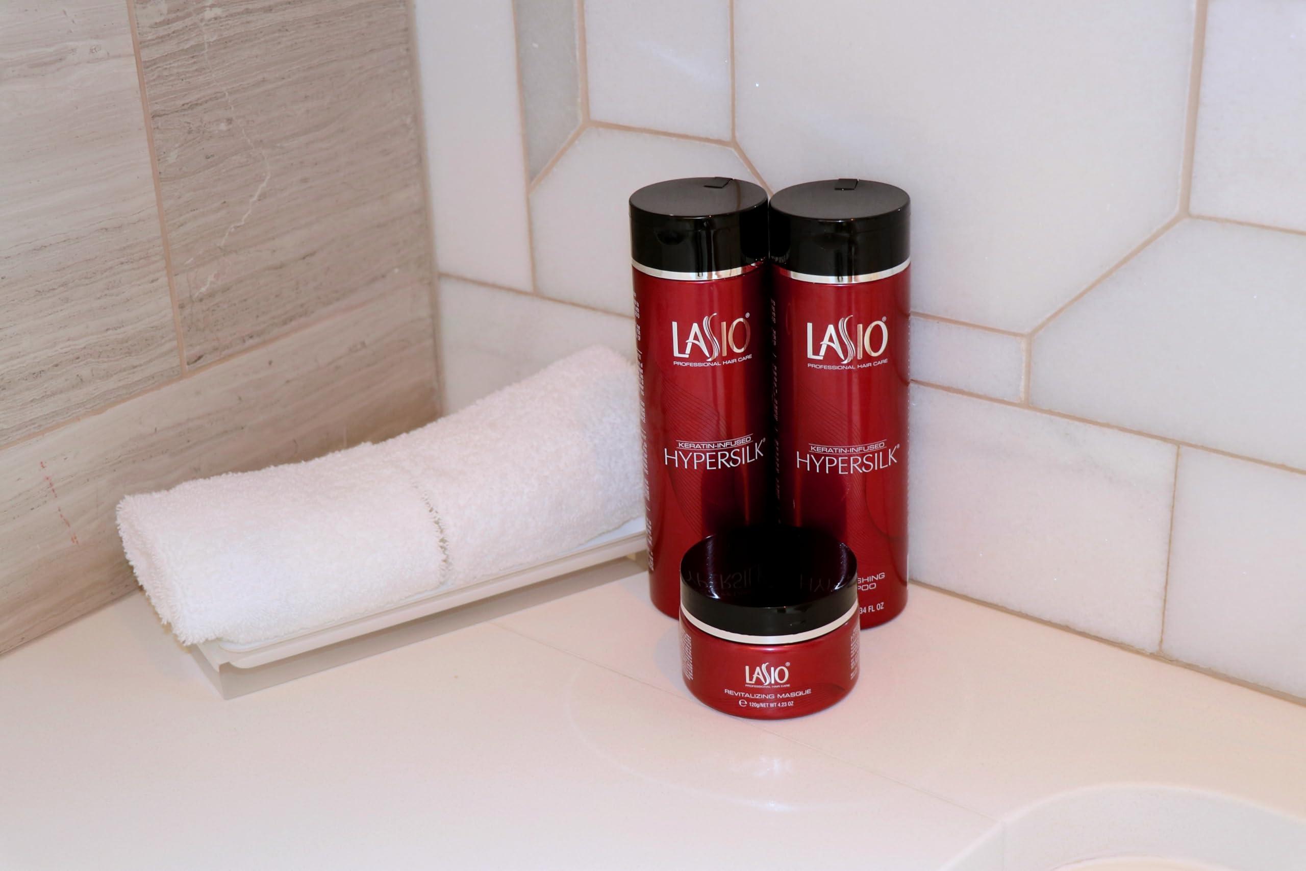Lasio Lasio Keratin-Infused Hypersilk Intense Hair Repair and Healthy Hair Kit - Contains Professional Salon Level Grade Shampoo, Conditioner, and Masque - All In One Hair Kit