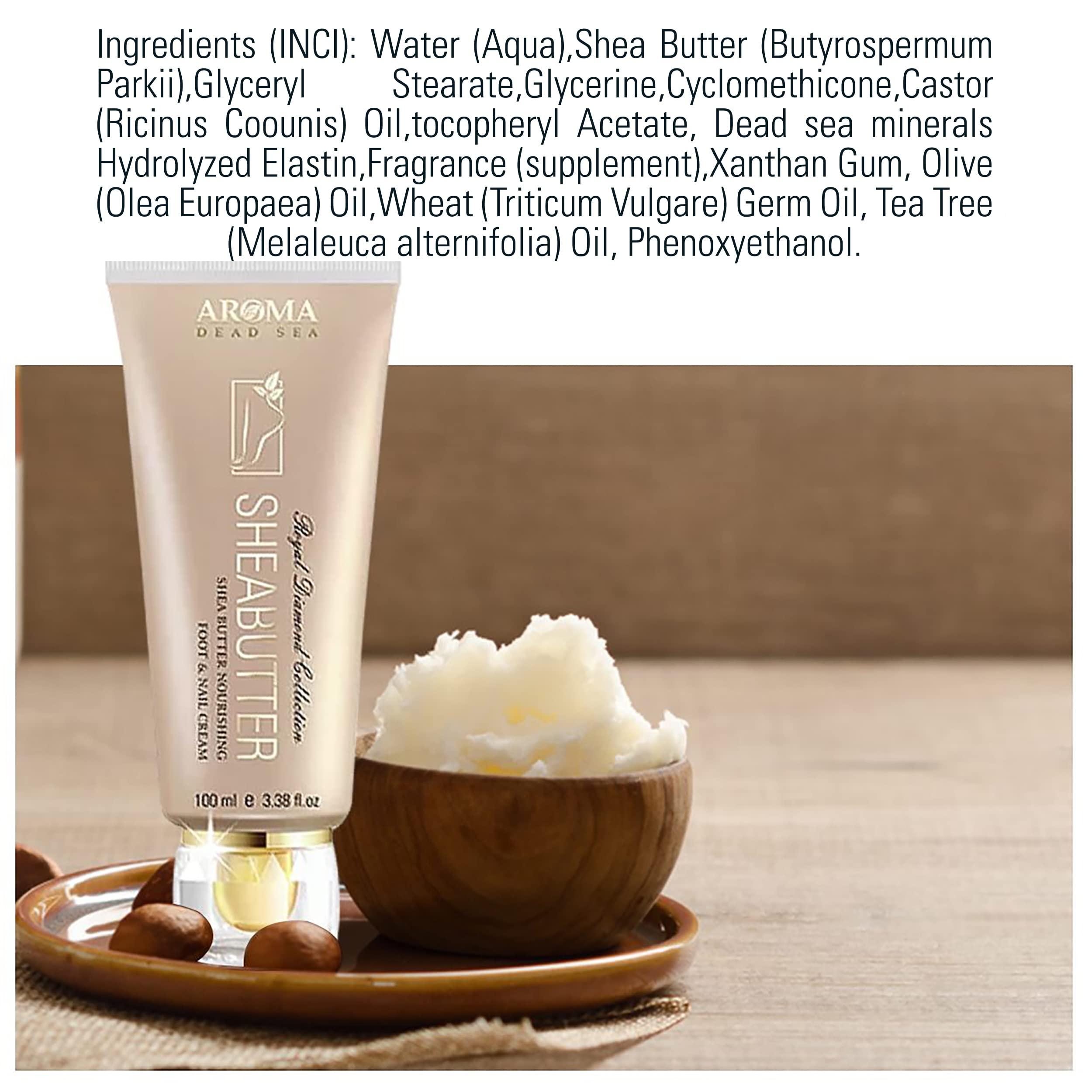 Aroma Dead Sea AROMA DEAD SEA Shea Butter Foot And Nail Cream Nourishing And Repair Damaged Skin. Enriched With Tea Tree Oil, Vitamin E And Wheat Germ Oil. Improves Skin Elasticity. (3.5 Fl.oz) (Pack Of 2)