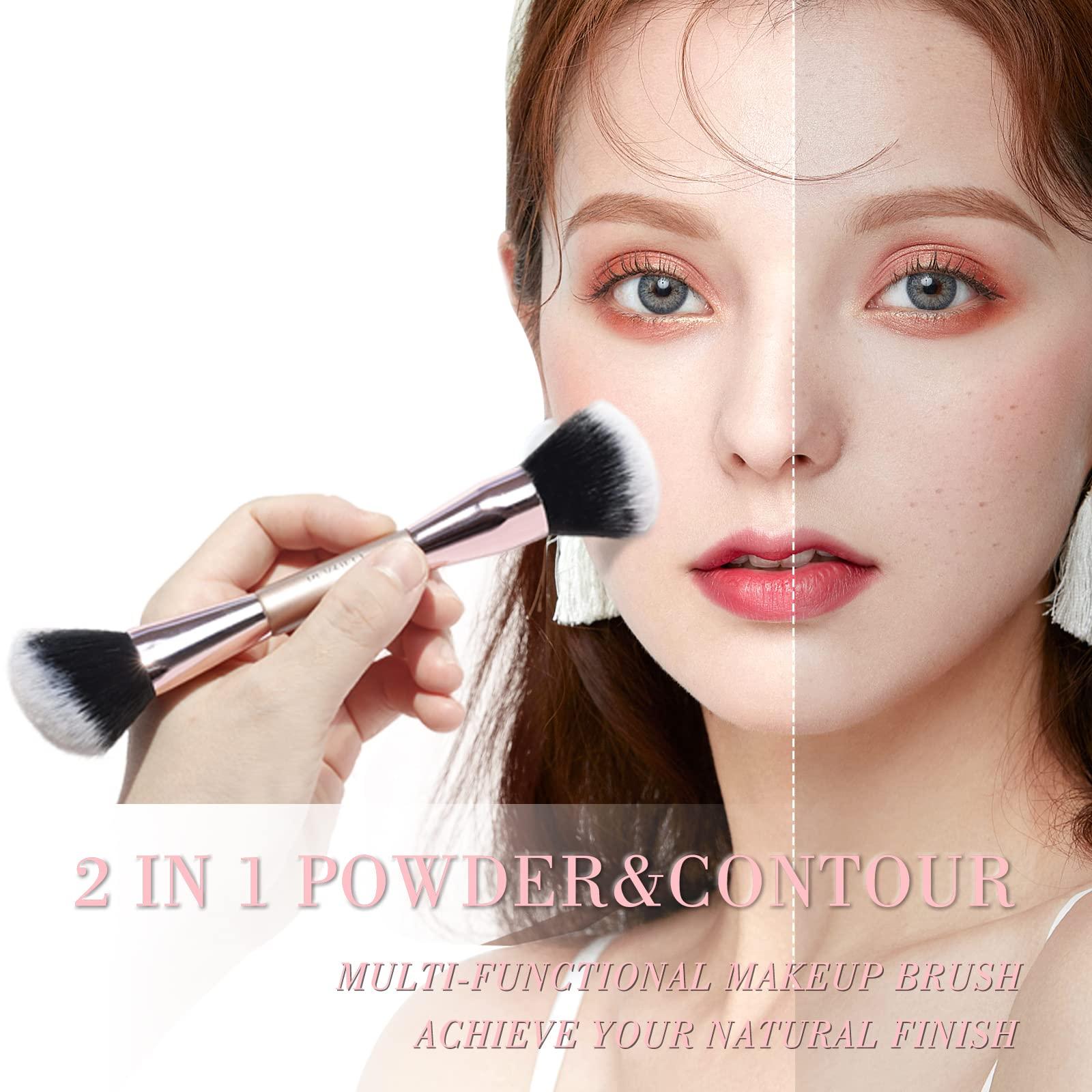BEASOFEE Contour brushes for makeupDouble Ended Foundation Makeup Brushes for Blending Liquid Powder Concealer Cream Cosmetics Blush Contour Brush
