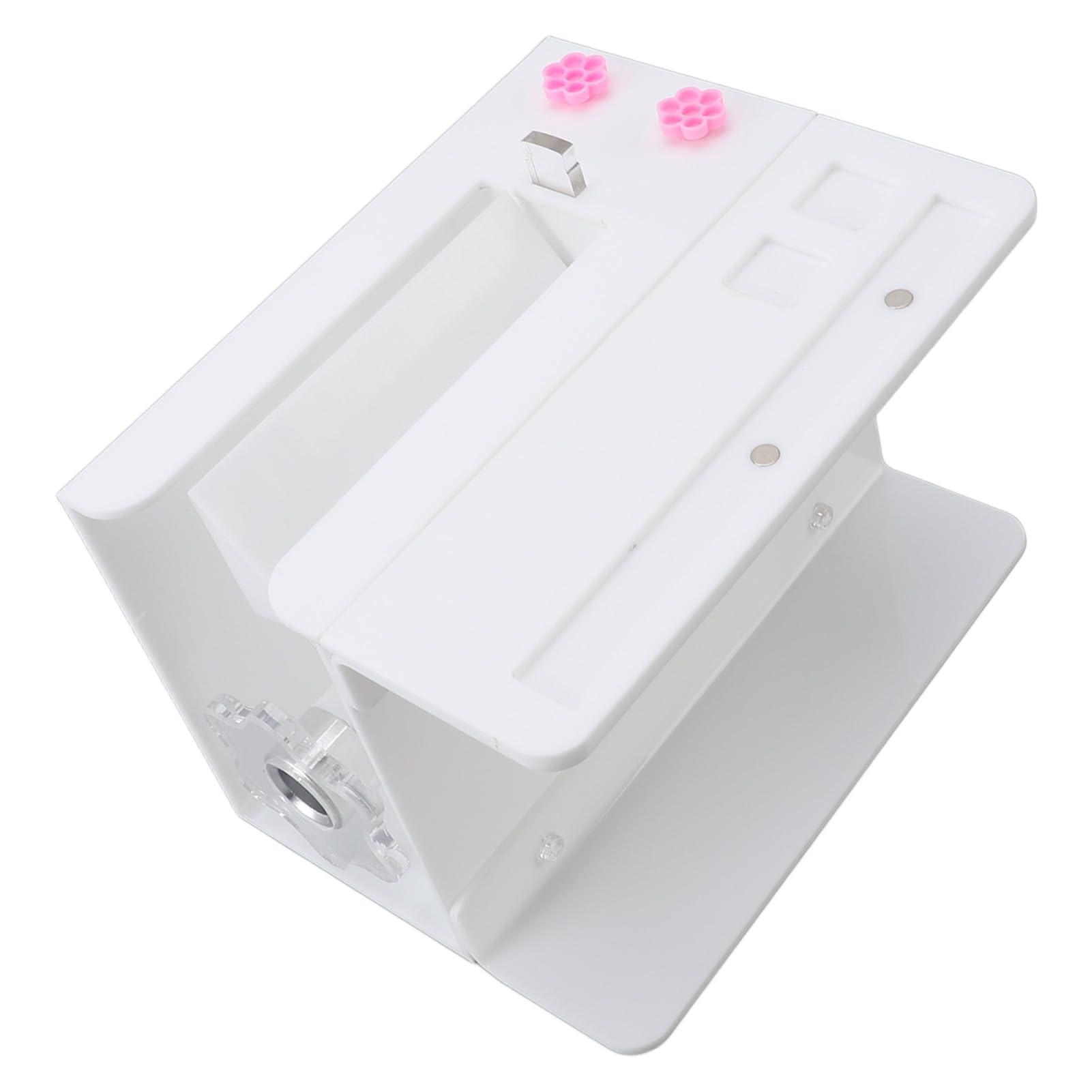 Focket Eyelash Flowering Machine, 6.89in False Eyelash Separator with 10 Eyelash Glue Cups, Professional Portable Acrylic Gift for Women Practical Lash Fan Maker Root Splitter (White)