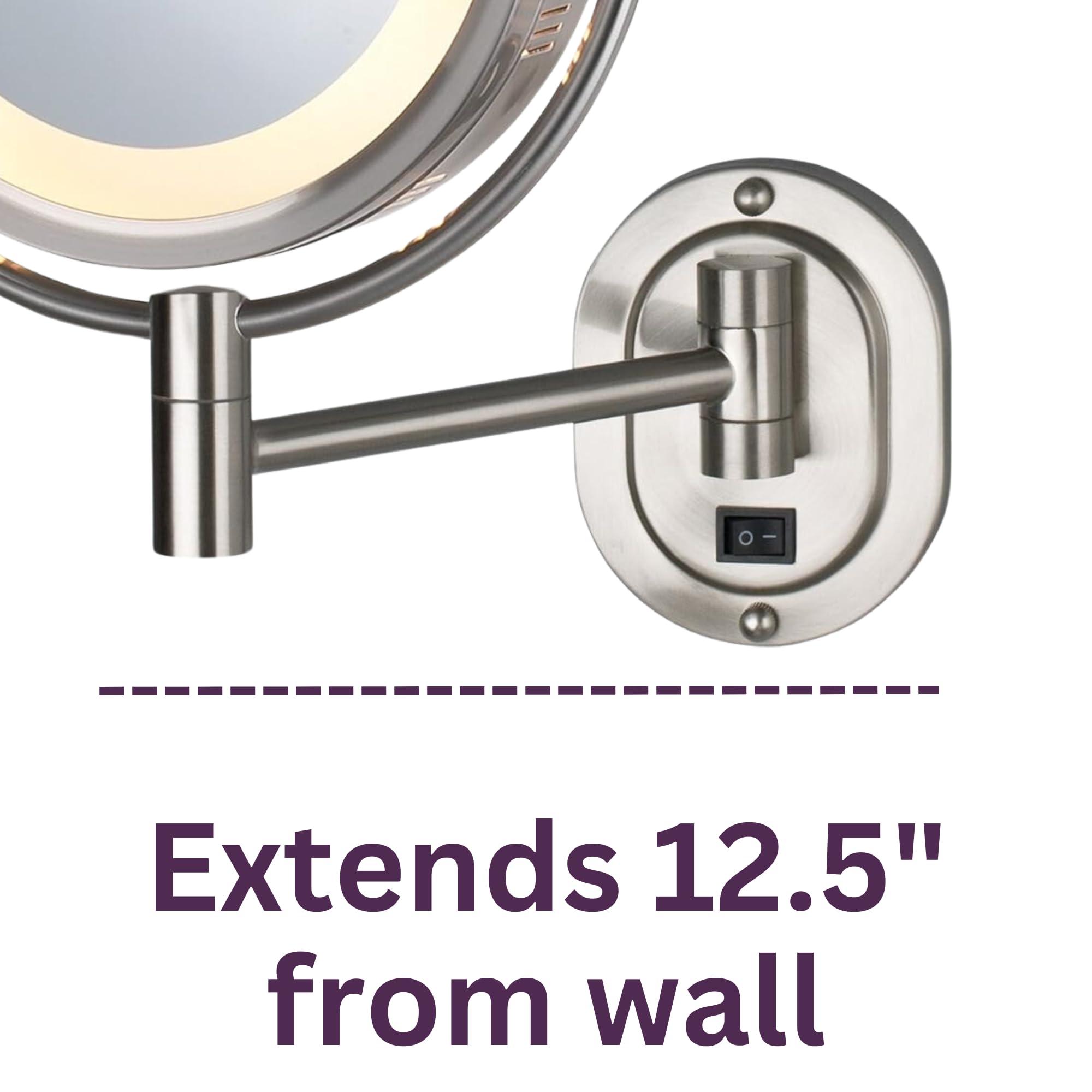 Jerdon JERDON Lighted Wall-Mounted Makeup Mirror - Direct Wire Makeup Mirror with 5X Magnification - 8-Inch Diameter Mirror with Chrome Finish Wall Mount - Model HL165CD