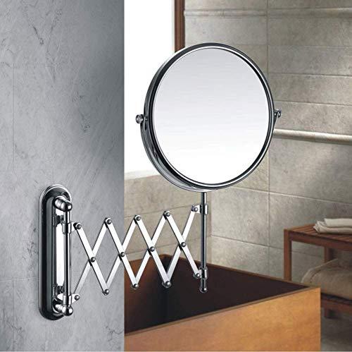 BABUUN BABUUN Adjustable and Extendable Round Chrome Wall Mounted Shaving Mirror - 360 Swivel Rotating Head, Vanity Mirror