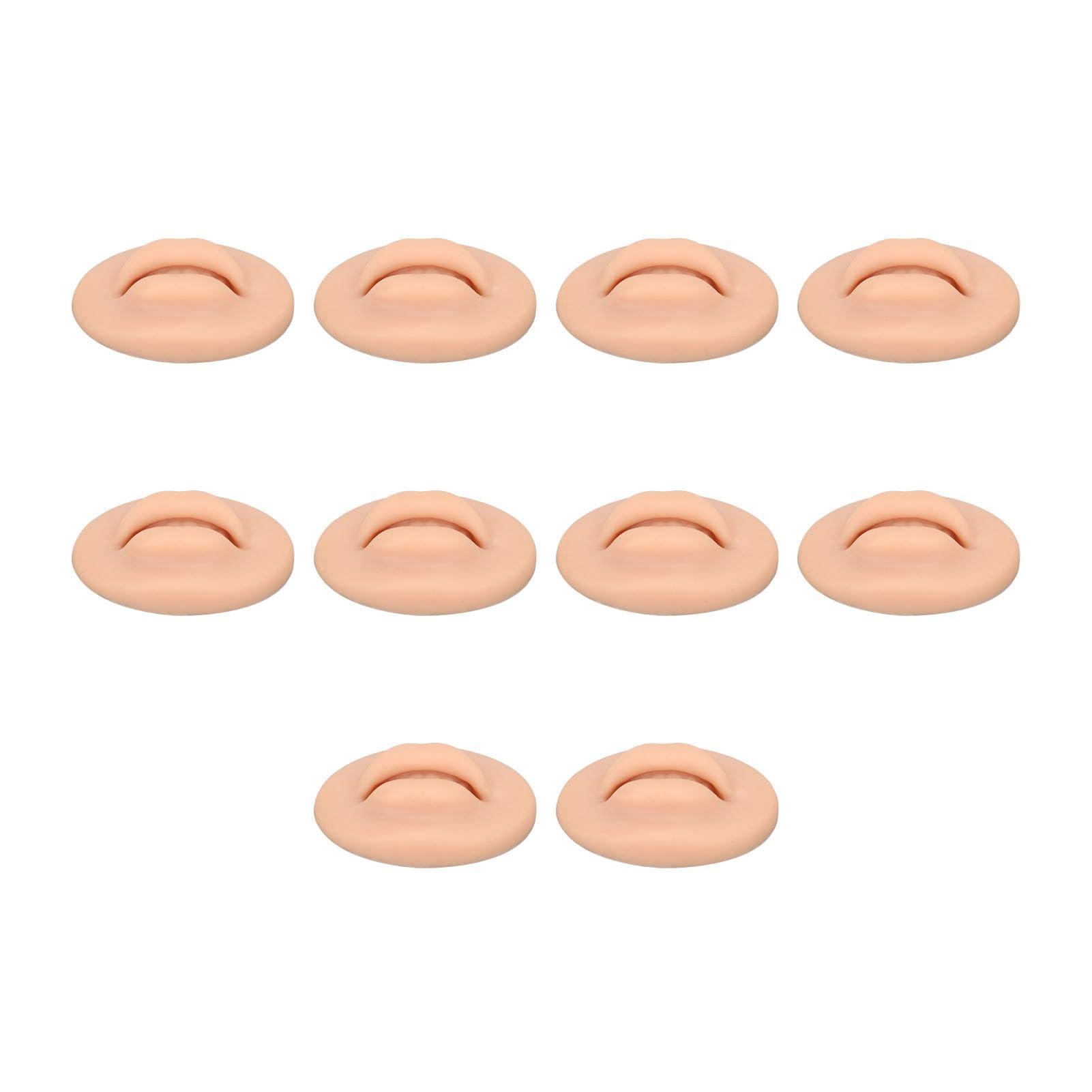 Diydeg Diydeg Fake Lips, 10PCS Silicone Soft Flexible 3D Open Mouth Easy to Apply Colour Practice Lips Highly Reproducible Portable Silicone Lips Model for Makeup Practice (Dark Skin