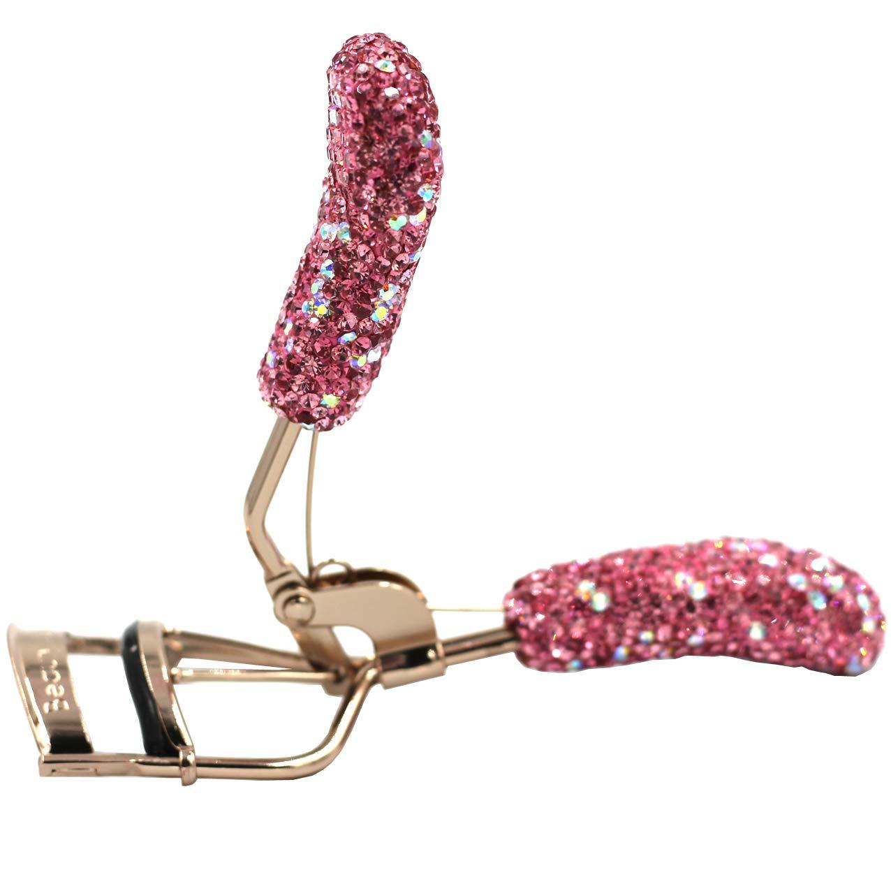 Bestbling Bestbling Bling Makeup Eyelash Curler with Refill Silicone Pressure Pads and Spring Loaded for No Pinching or Pulling (Pink)
