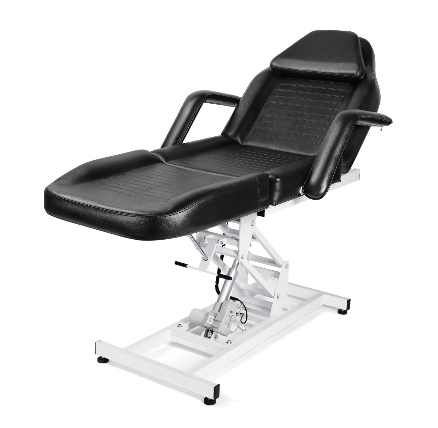 Beautymega Beautymega Black Electric Beauty Bed Spa Styling Salon Beauty Chairs Massage Hydraulic Pump Cutting Chairs Reclining All Purpose Tattoo Equipment