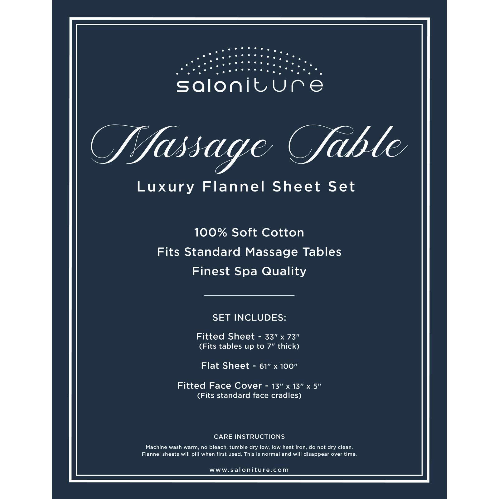 Saloniture Saloniture 3-Piece Flannel Massage Table Sheet Set - Soft Cotton Facial Bed Cover - Includes Flat and Fitted Sheets with Face Cradle Cover - Burgundy