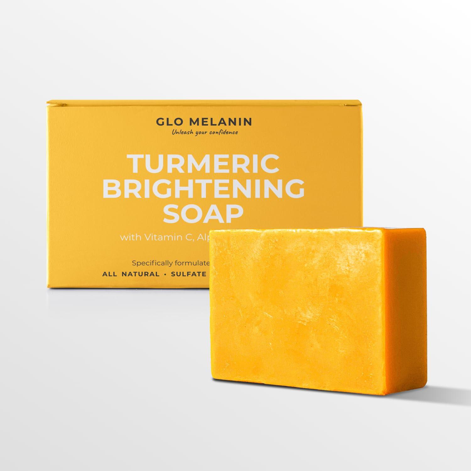 Glo Melanin Glo Melanin Organic Turmeric Soap for Dark Spots & Acne, Turmeric Soap for Skin Brightening and Clearing Formula, All Natural Turmeric Soap Bar
