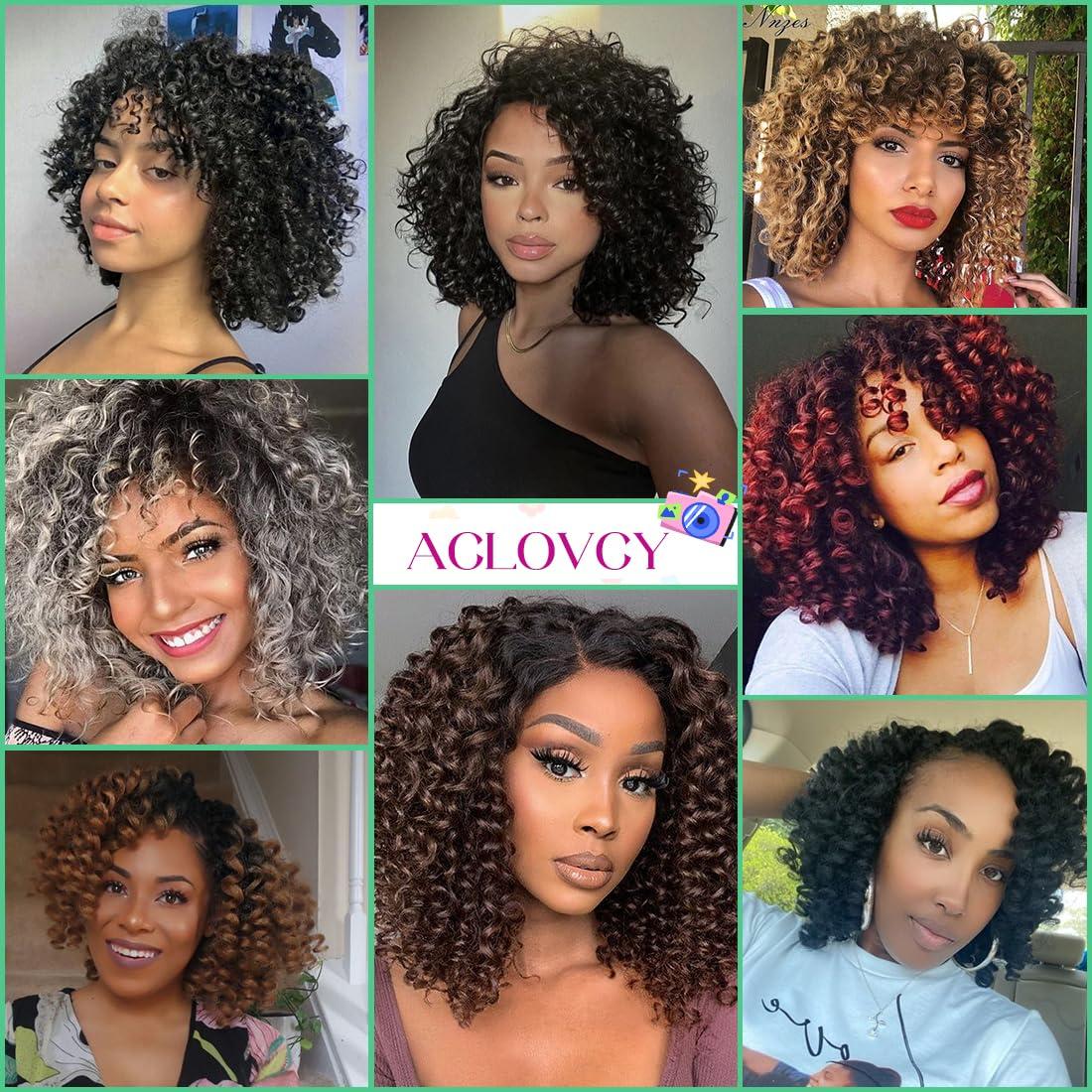 Aclovcy 8 Pack Jamaican Bounce Crochet Hair Curly Crochet Hair 8 Inch Wand Curl Crochet Hair For Black Women Jamaican Twist Braid Hair Short Crochet Curly Hair Extensions(8 Inch (Pack of 8),Tgray)