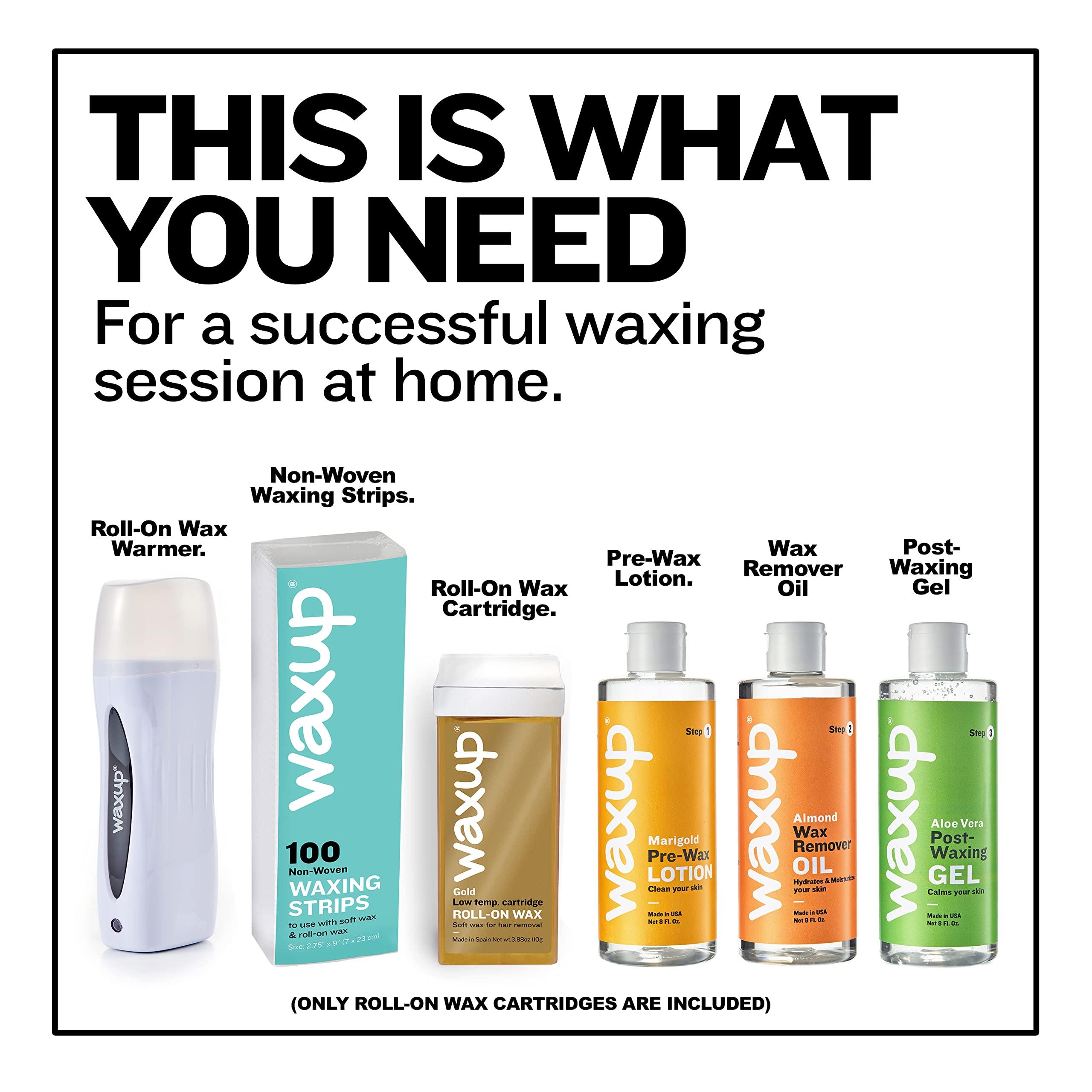 waxup waxup Gold Roll On Wax, Hair Removal Wax Cartridge, Depilatory Wax Roller Refill for legs and arms 3.88 Ounce / 110g (4 Pack). Wax Warmer and Waxing Strips not Included.