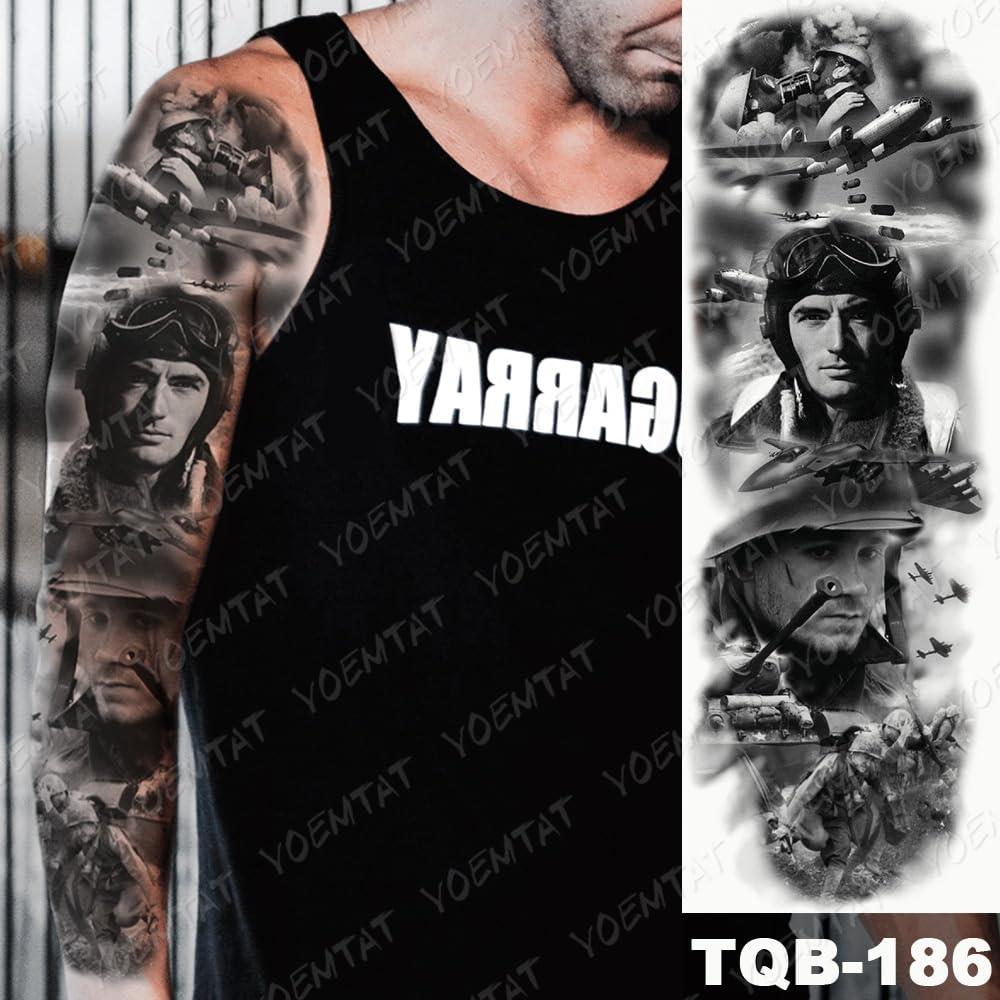 Generic Large Arm Sleeve Tattoo Bear Skull Eagle Shaman Waterproof Temporary Tatto Sticker Poker King Body Art Full Tatoo Women Men