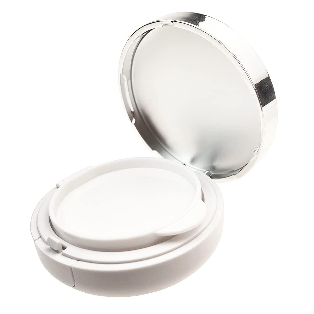 ericotry 15g 0.5oz Empty White Silver Edge Cosmetic Make-up Powder Container Air Cushion Puff Case Box With Sponge and Mirror for BB CC Liquid Foundation Cream