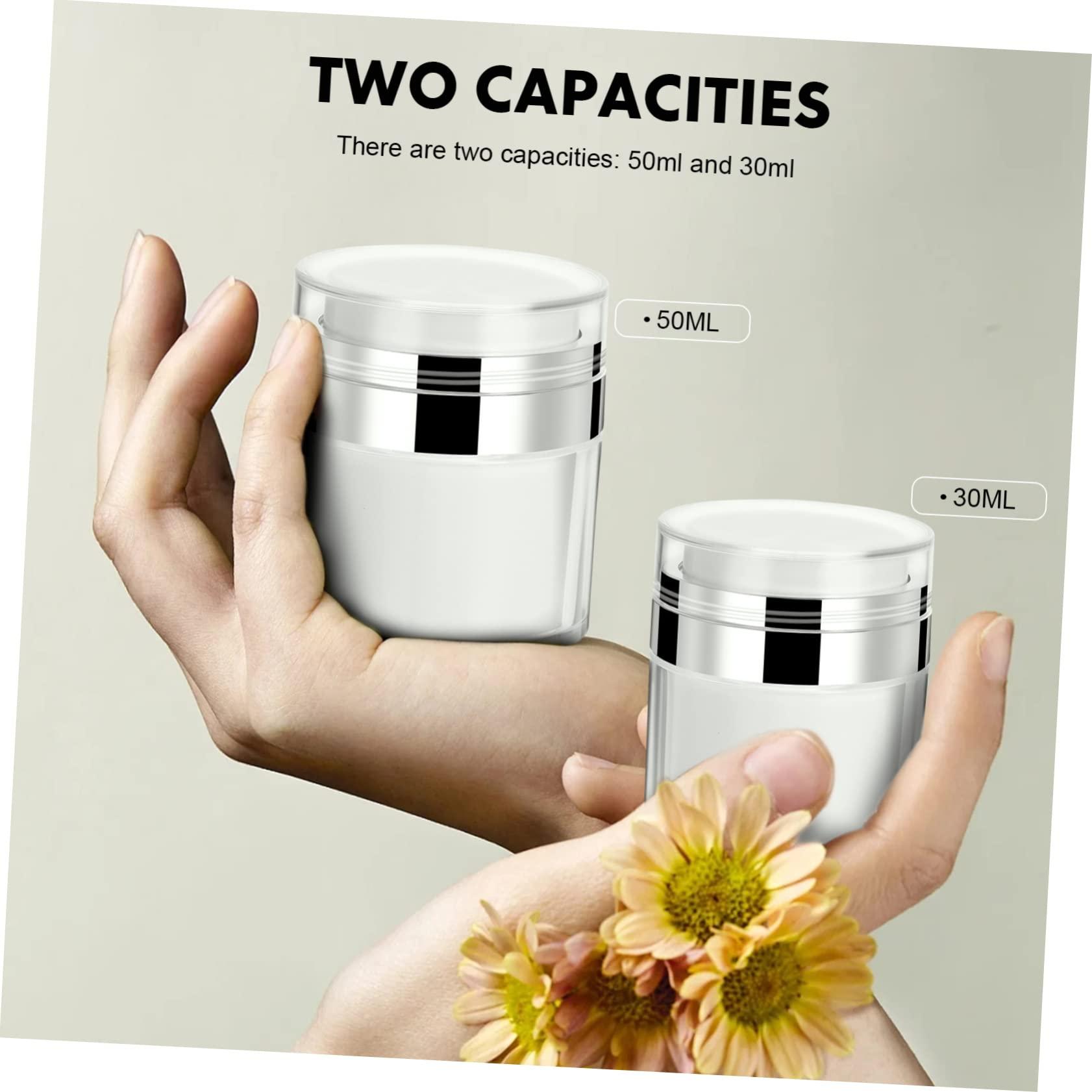 Didiseaon Didiseaon 4 Pcs Airless Pump Cosmetic Containers Set Travel Size Refillable Jars 2 x 50ML & 2 x 30ML for Lotions and Creams Leakproof and Ideal for Travel Toiletries