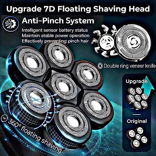 Baraz BaraZ Head Shavers for Bald Men, Anti-Pinch Electric Razor for Men, 7D Electric Shaver for Man, 6-in-1 Men\'s Grooming Kit with Beard, Nose Hair Trimmer, Hair Clippers, Wet and Dry Skull Shaver