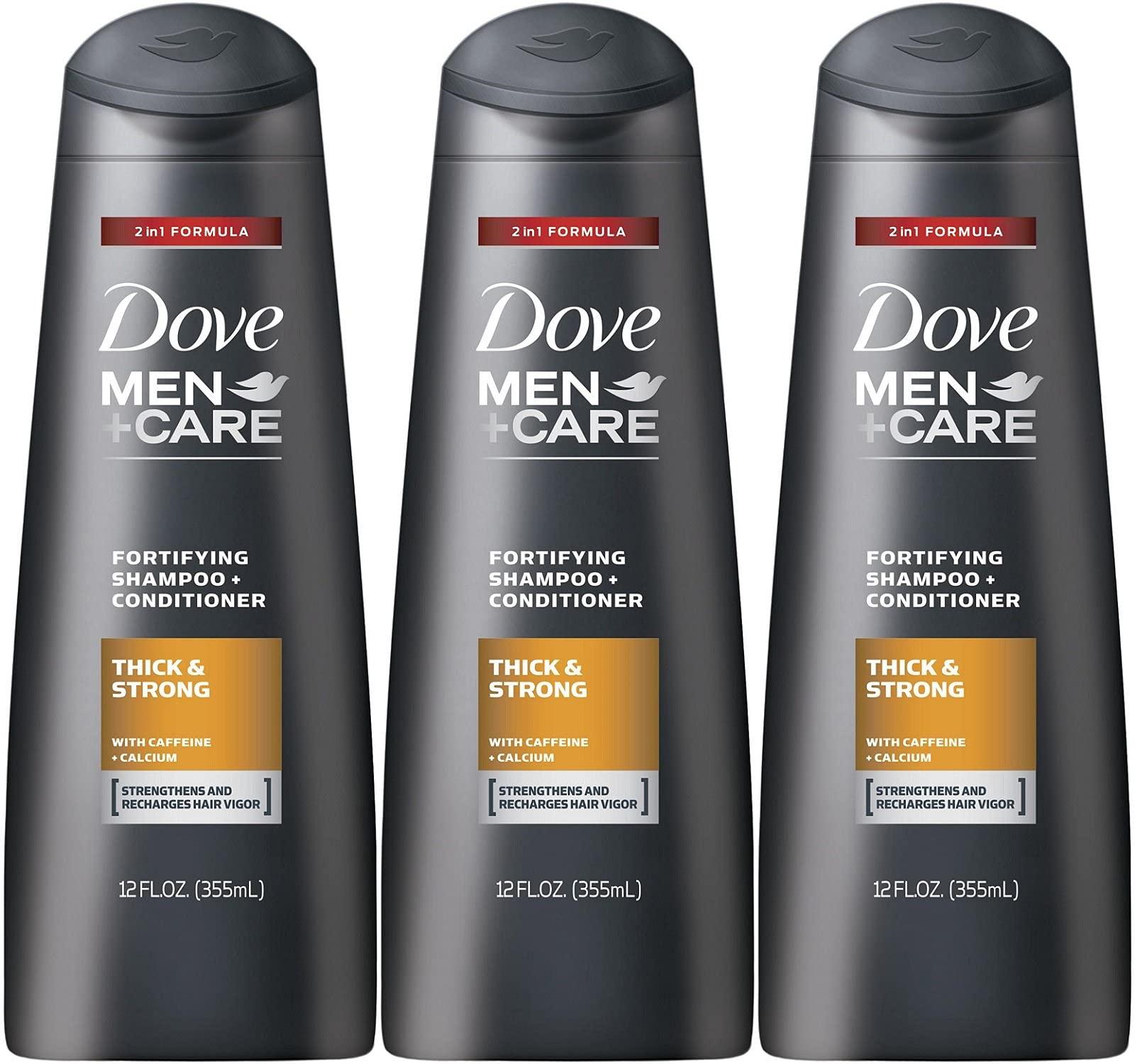 Dove Dove Men + Care Thick and Strong Fortifying 2-in-1 Shampoo + Conditioner, 12 Ounce (Pack of 3)