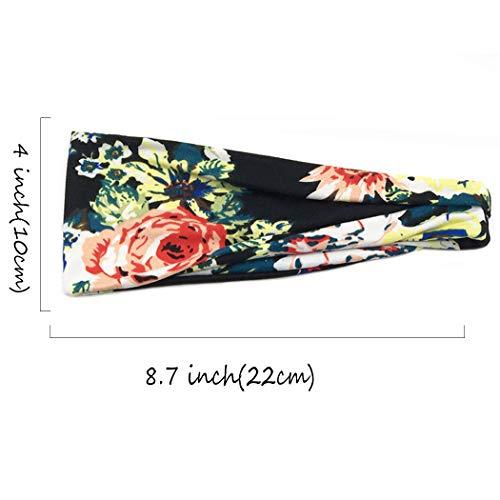 Bohend Bohend 8 Pack Boho Headbands Wide Flower Hair Band Boho Bandeau Stretchy Athletic Daily Use Hair Accessories for Women and Girls (J)