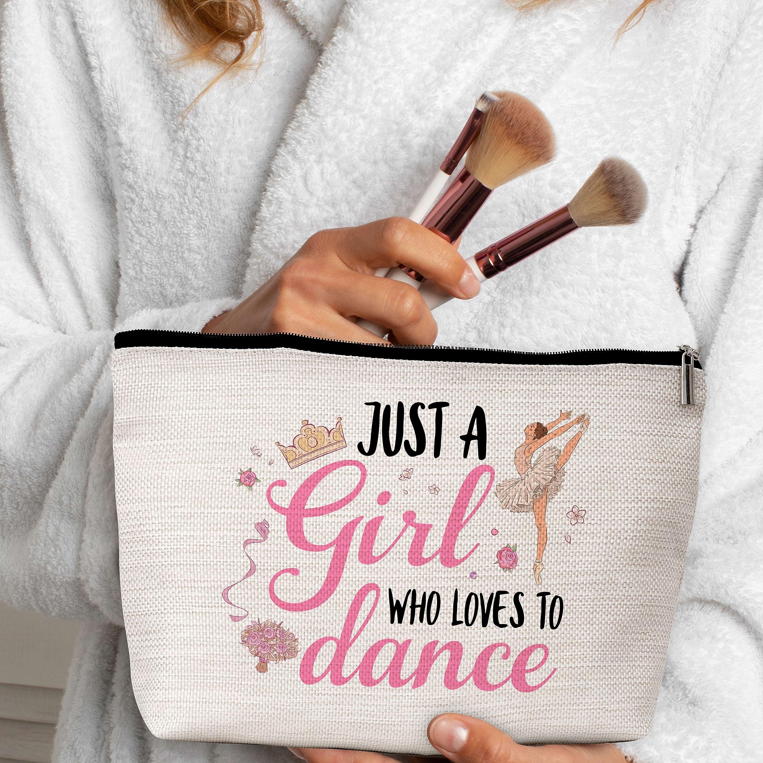 GREOXG GREOXG Just A Girl Who Loves to Dance Makeup Bag Ballerina Cosmetic Travel Bag Dancer Friendship Gifts for Dance Lovers Girls Teens Women Birthday Christmas-A35