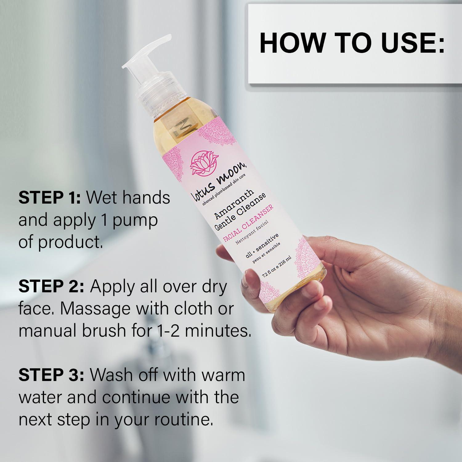 Lotus Moon Lotus Moon - Amaranth Gentle Cleanse | Face Cleansing Gel for Sensitive Skin | Removes Makeup, Dirt, and Excess Oil without Irritation (7.2 fl oz | 216 ml)