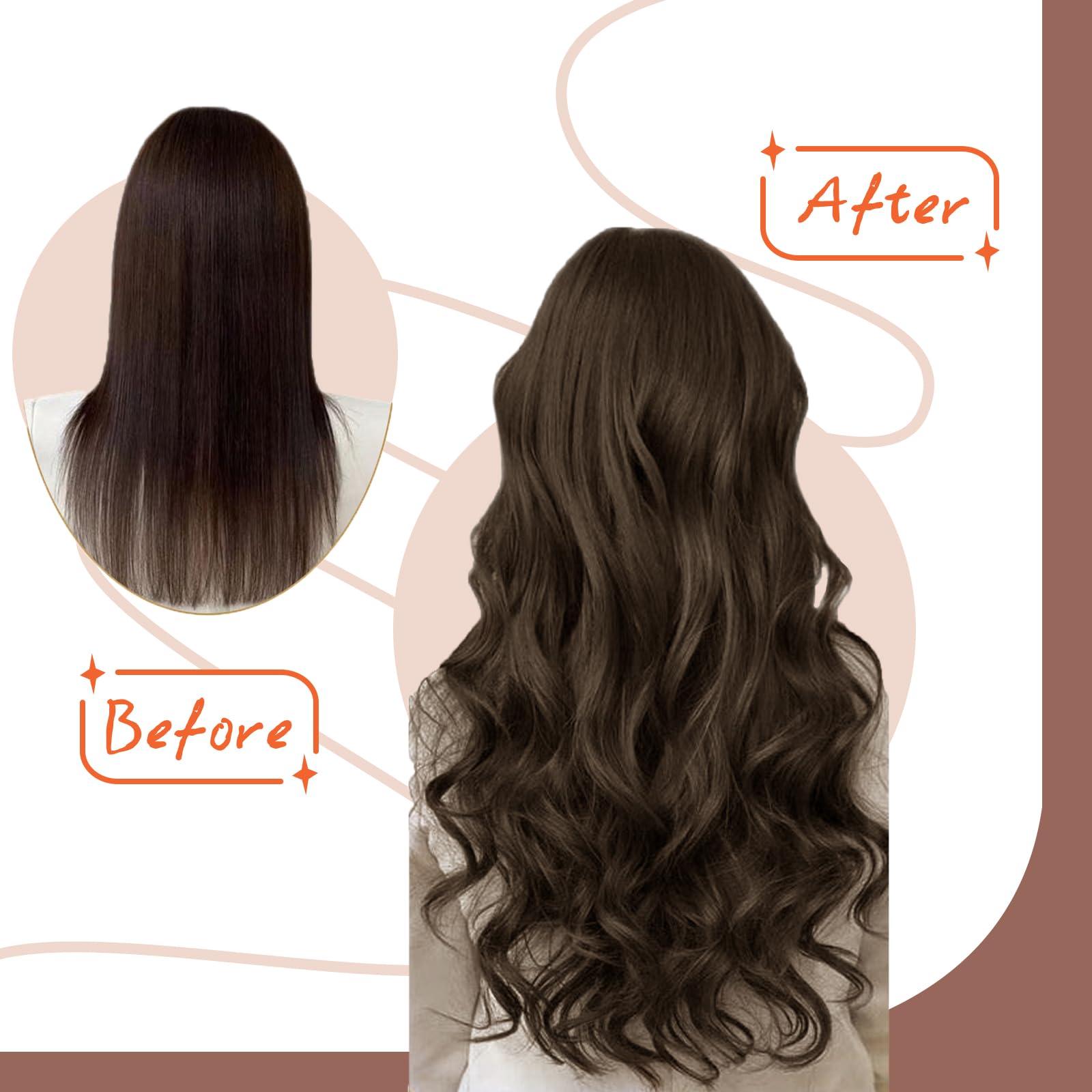 Sunny Hair Sunny Hair Brown Tape in Hair Extensions Dark Brown Tape in Human Hair Extensions Seamless Tape in Extensions Human Hair Dark Brown Tape in Hair Extensions Real Human Hair for Women 25G 20inch