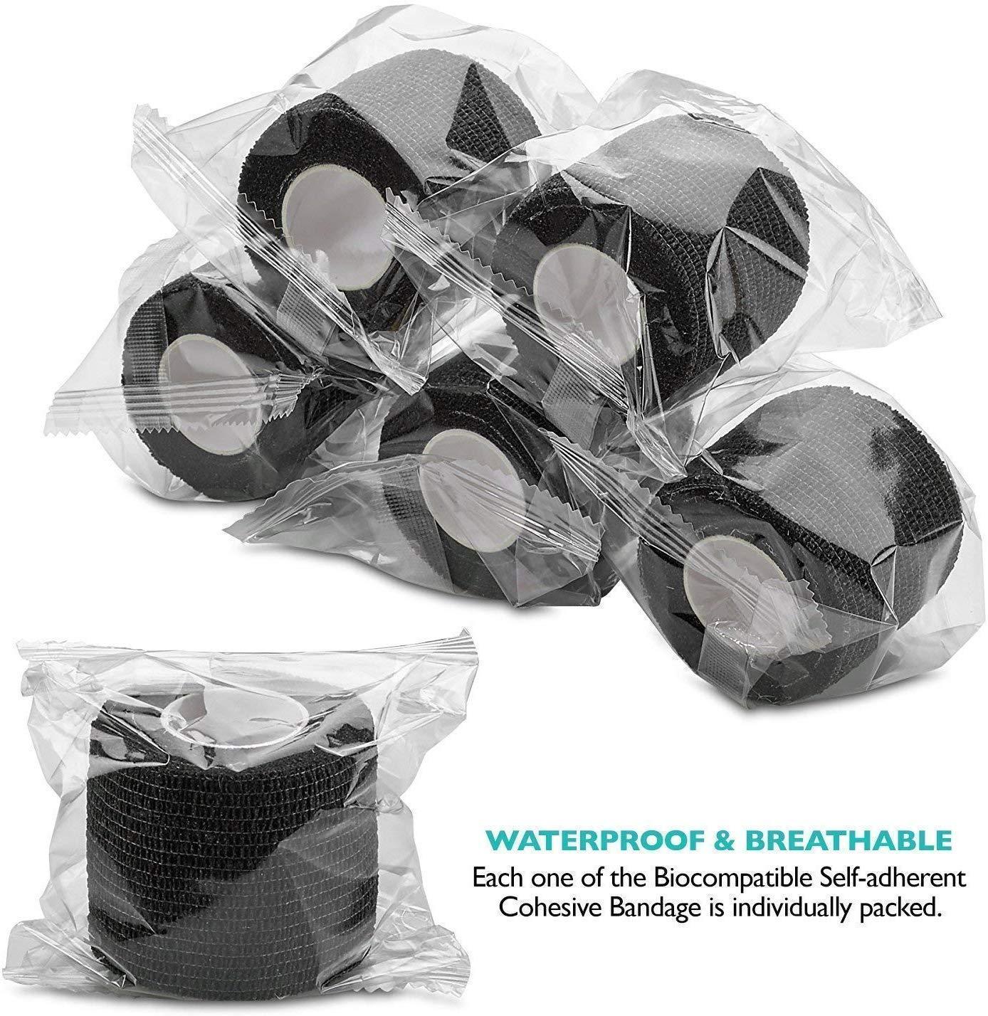 Jconly Jconly Tattoo Grip Tape and Transfer Paper Kit - 49Pcs Tattoo Tape Stencil Paper Kit Includes 25Pcs Stencils Paper and 24Pcs Black Cohesive Self Adhesive Bandage Wrap