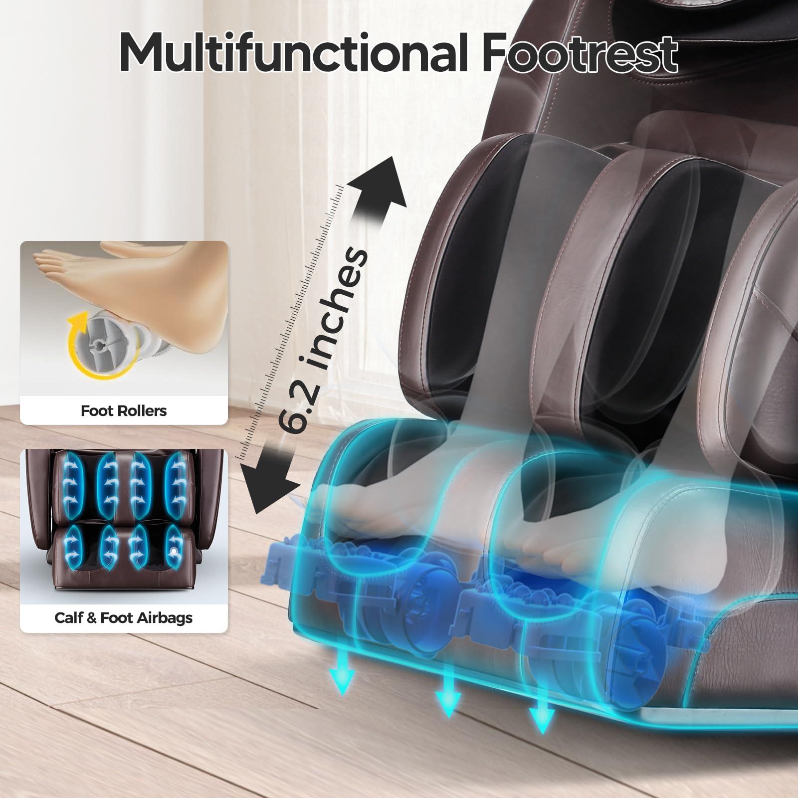 BOSSCARE BOSSCARE 2025 Full Body Zero Gravity Massage Chair, APP Control Shiatsu Massaging Recliner with Foot Roller, Back Heated, Bluetooth Speaker, Touch Screen for Family & Friends