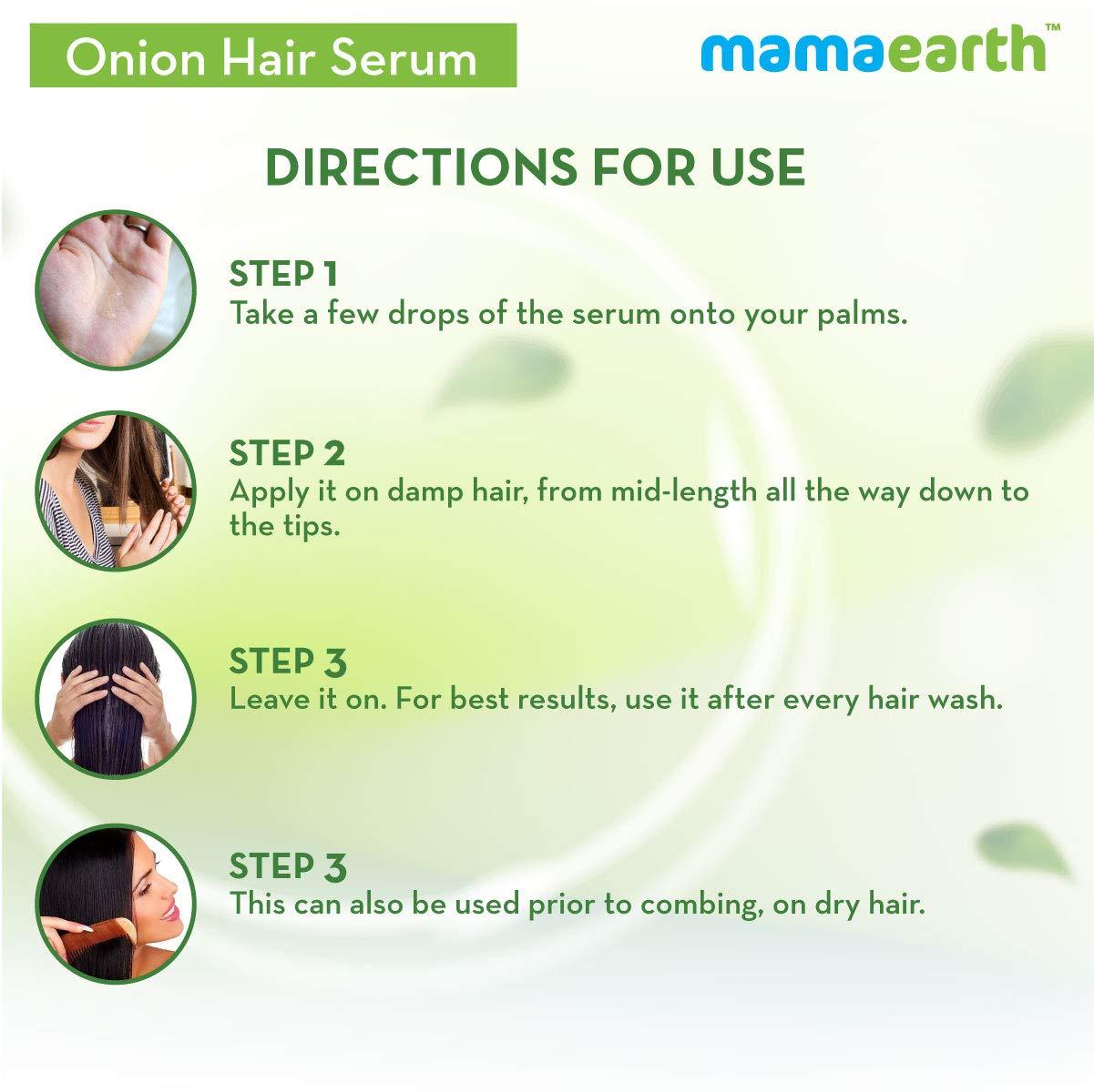 MAMAEARTH Mamaearth Onion Hair Serum with Biotin | Smooth Strong and Frizz-Free Hair Solution | Hair Fall & Breakage Control Formula | 3.38 Fl Oz (100ml)