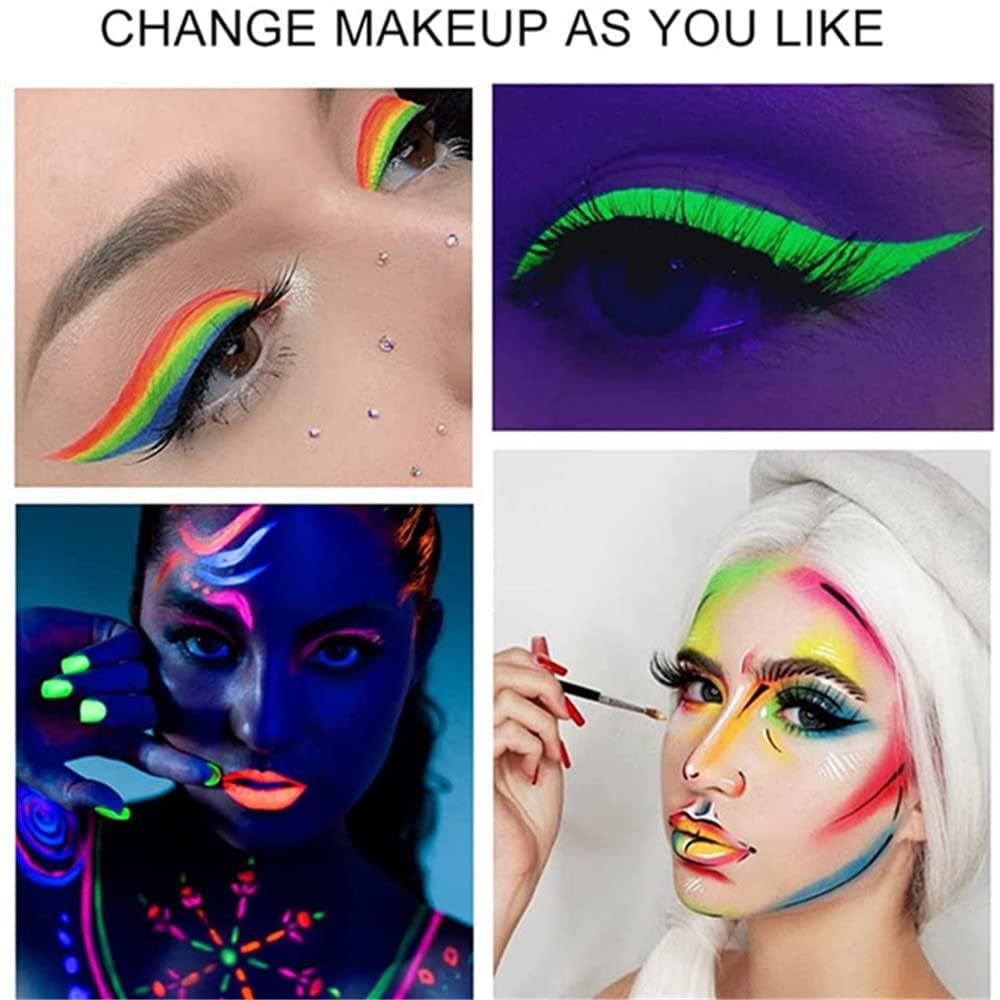 Mysense Mysense UV Blacklight Face Paint,Neon Fluorescent Body Paint,Single Water Activated Eyeliner,Water Based Glow in the Dark Makeup for Party Halloween Cosplay,Pink