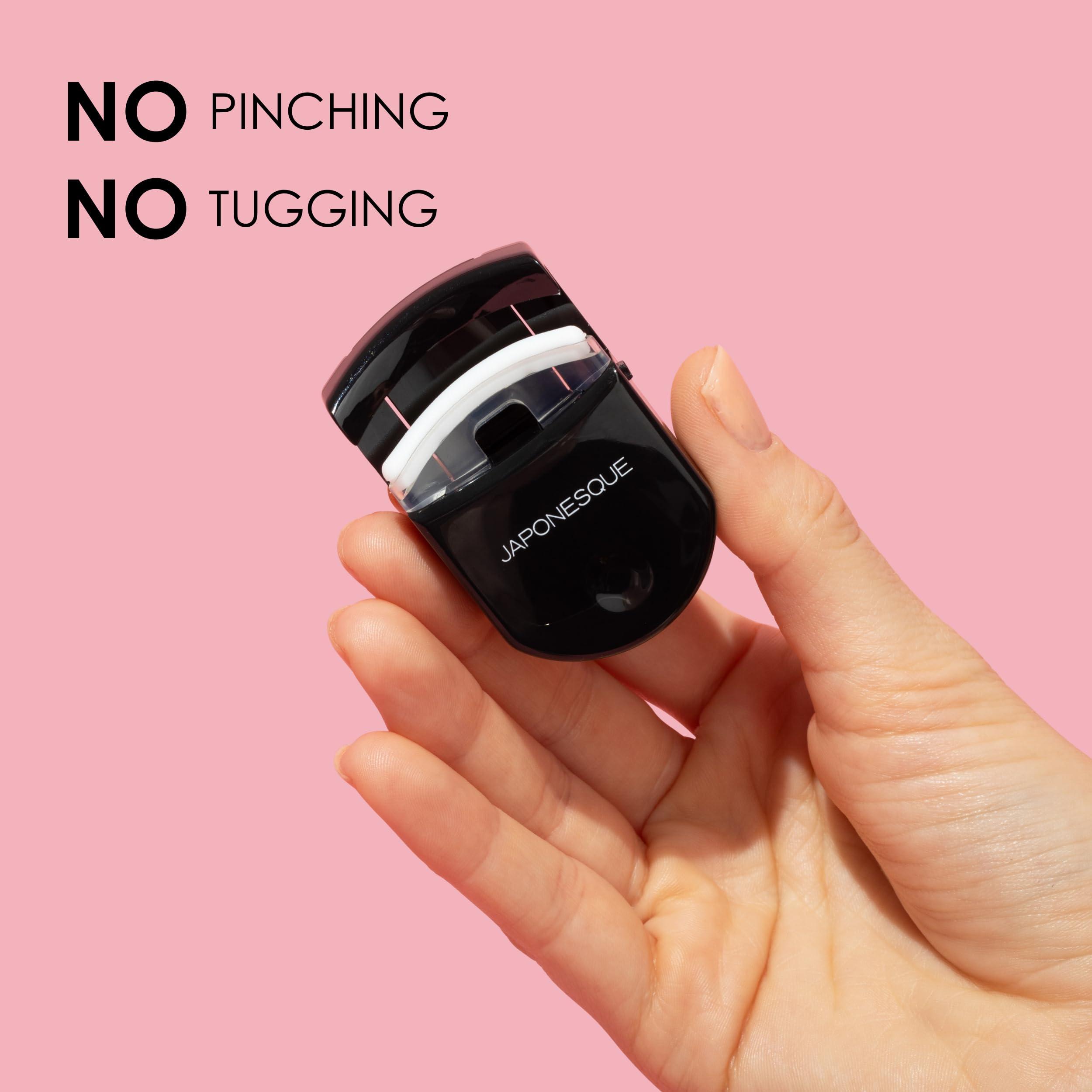 JAPONESQUE JAPONESQUE Travel Eyelash Curler, Black - Plastic Eyelash Curlers for Travel Makeup, Go Curl Lash Curler with Bonus Replacement Lash Pad - 1 Pack