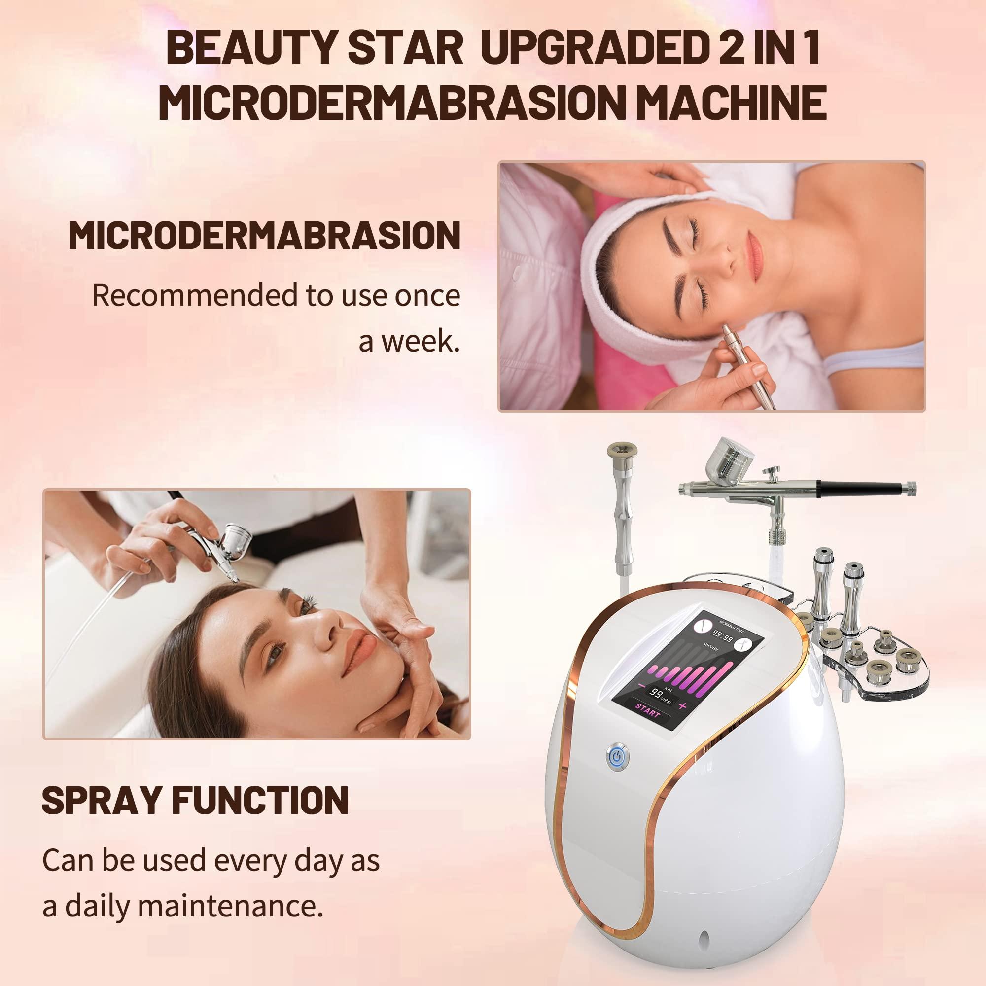 Beauty Star 2 IN 1 Diamond Microdermabrasion Machine, BEAUTY STAR Professional Micro Dermabrasion Machines at Home , Esthetician Supplies Beauty Device for Face Peeling & Cleansing, Suction Power: 0-65cmHg