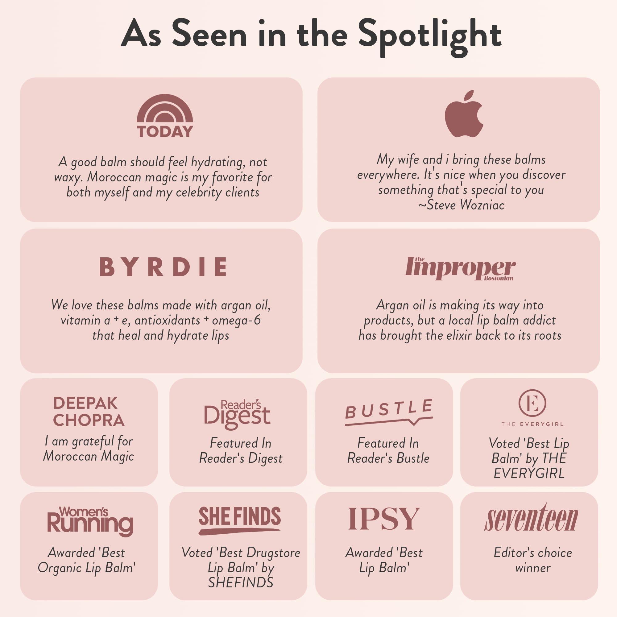 Moroccan Magic Organic Moroccan Magic Lip Balm 3 Pack | Original Unscented Lip Balm Set | Chapsticks for Dry Lips | Made with Natural Argan, Essential Oils Lip Moisturizer and Vitamin E | Smooth Application