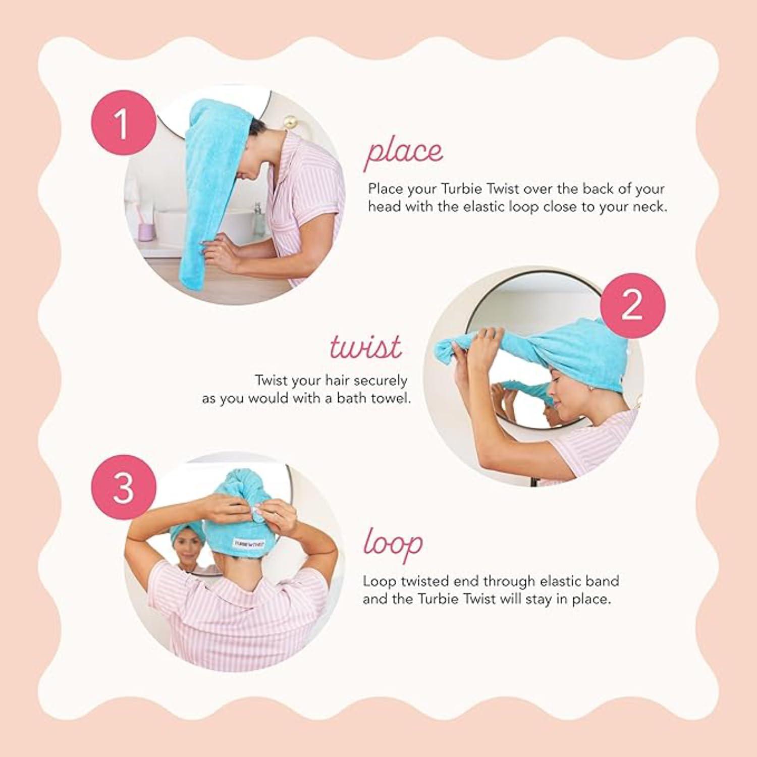 Turbie Twist Turbie Twist 2-Pack Extra Long Microfiber Hair Towel for Beauty, Travel, Gifting - Wrap Turban for Long & Thick Hair - Premium Personal Care - White & White