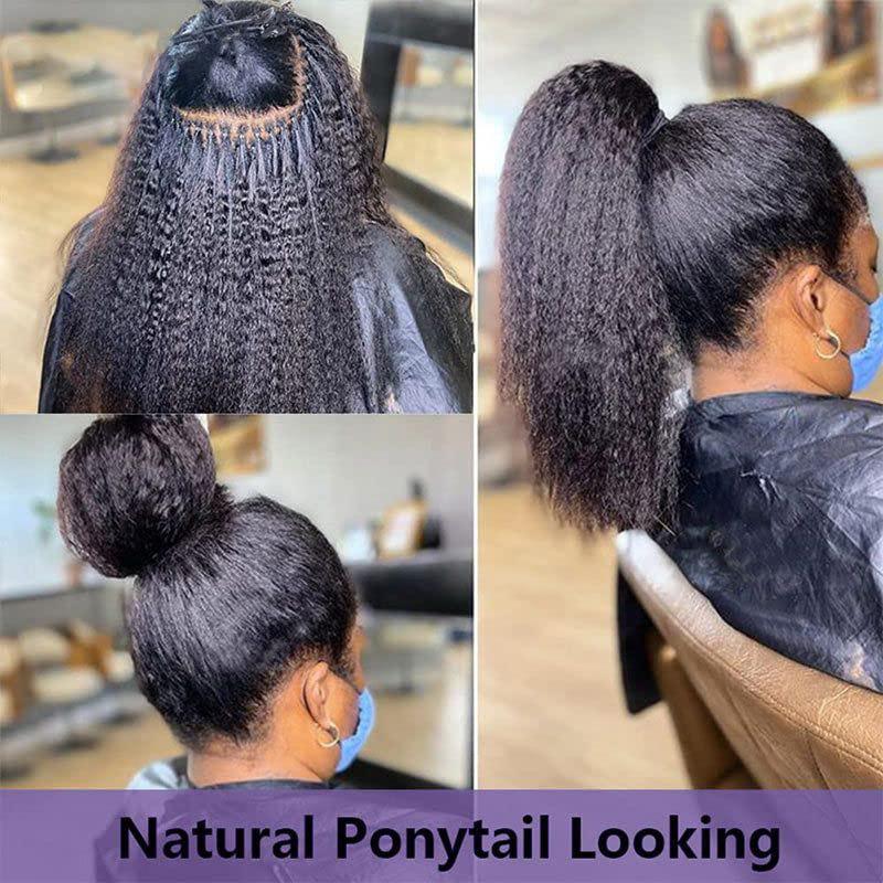 YiXing Kinky Straight Microlink Hair Extensions Human Hair YiXing Micro Loop Hair Extensions Brazilian Remy Hair 50g Per Pack Coarse Straight Micro Rings Hair Extensions 14Inch ,1g/strands