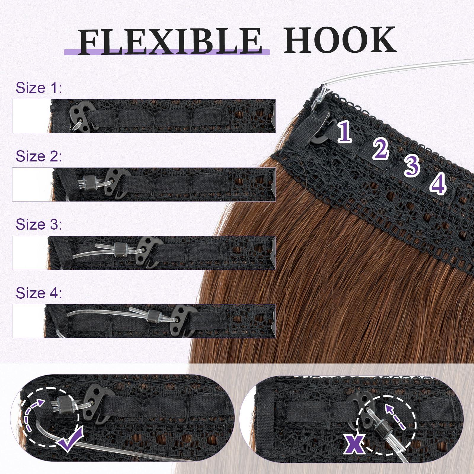 prokyvity Halo Hair Extensions Real Human Hair,Prokyvity Halo Hair Extension 100% Human Hair,Halo Extensions Real Human Hair,Human Hair Halo Extensions,Halo Hair Extension,Halo Extension 04 Medium Brown 16inch