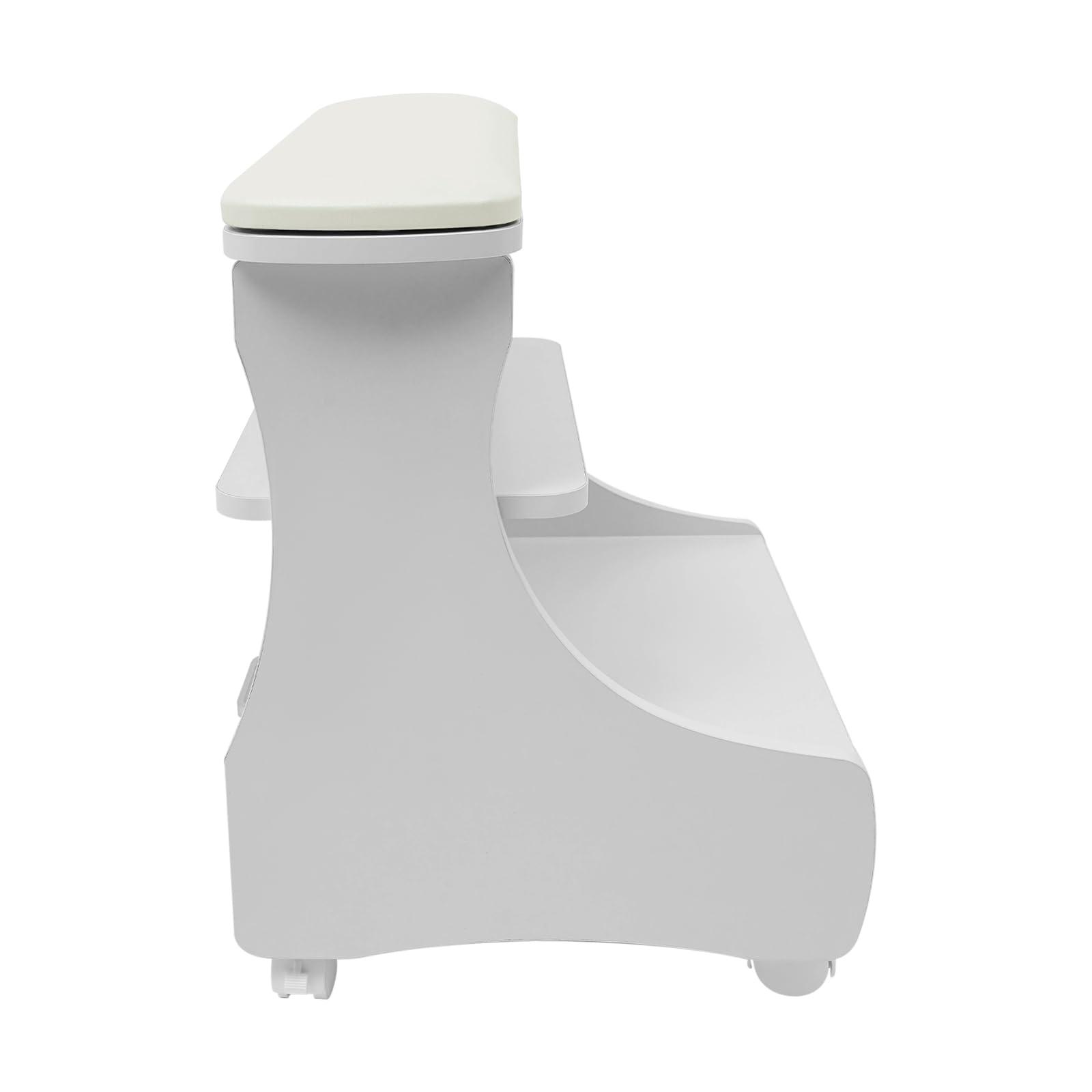 Omosiroi Omosiroi Pedicure Foot Rest, Manicure Pedicure Chair with Wheels, Portable Foot Bath Spa Cart Beauty Nail Foot Stool Trolley, Footrest Salon Supplies Foot Massage Station for Home/Bathroom (White)