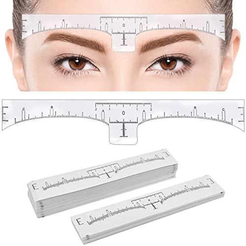KINGMAS 100 Pack Eyebrow Ruler, KINGMAS Disposable Brow Ruler Microblading Adhesive Eyebrow Sticker Stencil Guide Measuring Tool