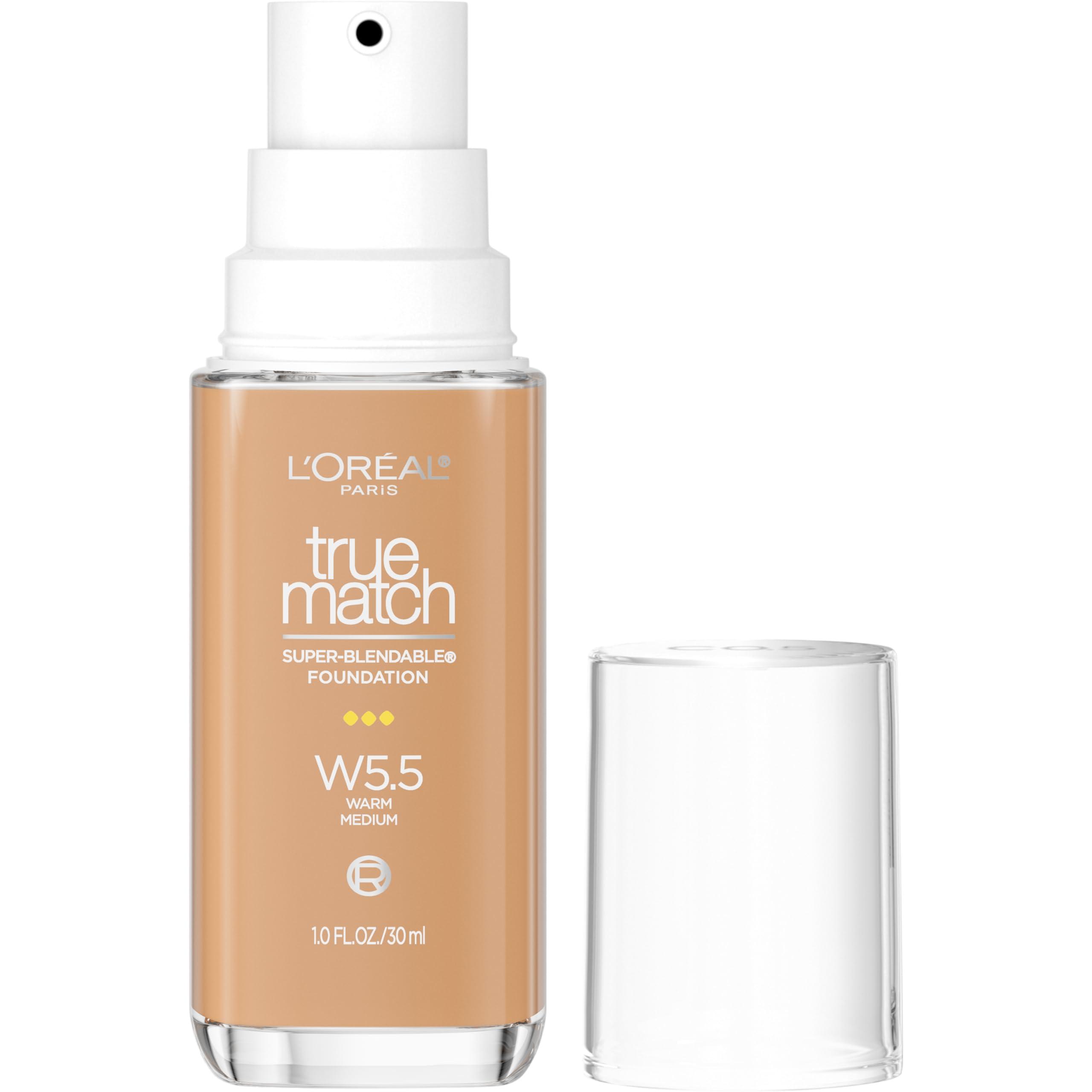 L’Oréal Paris L\'Oreal Paris True Match Super-Blendable Foundation, Medium Coverage Liquid Foundation Makeup, W5.5, Medium, 1 Fl Oz